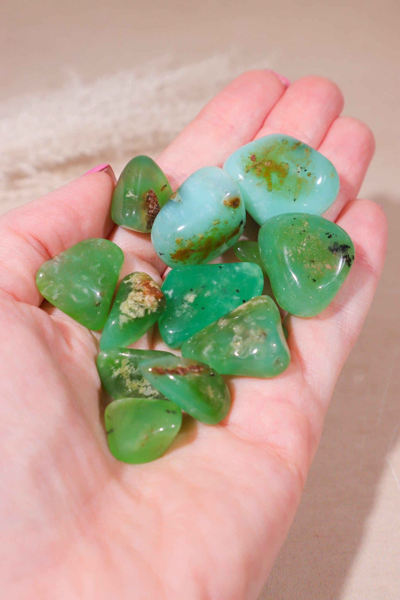 Chrysoprase Tumblestones 20-30mm - Tali & Loz Crystals