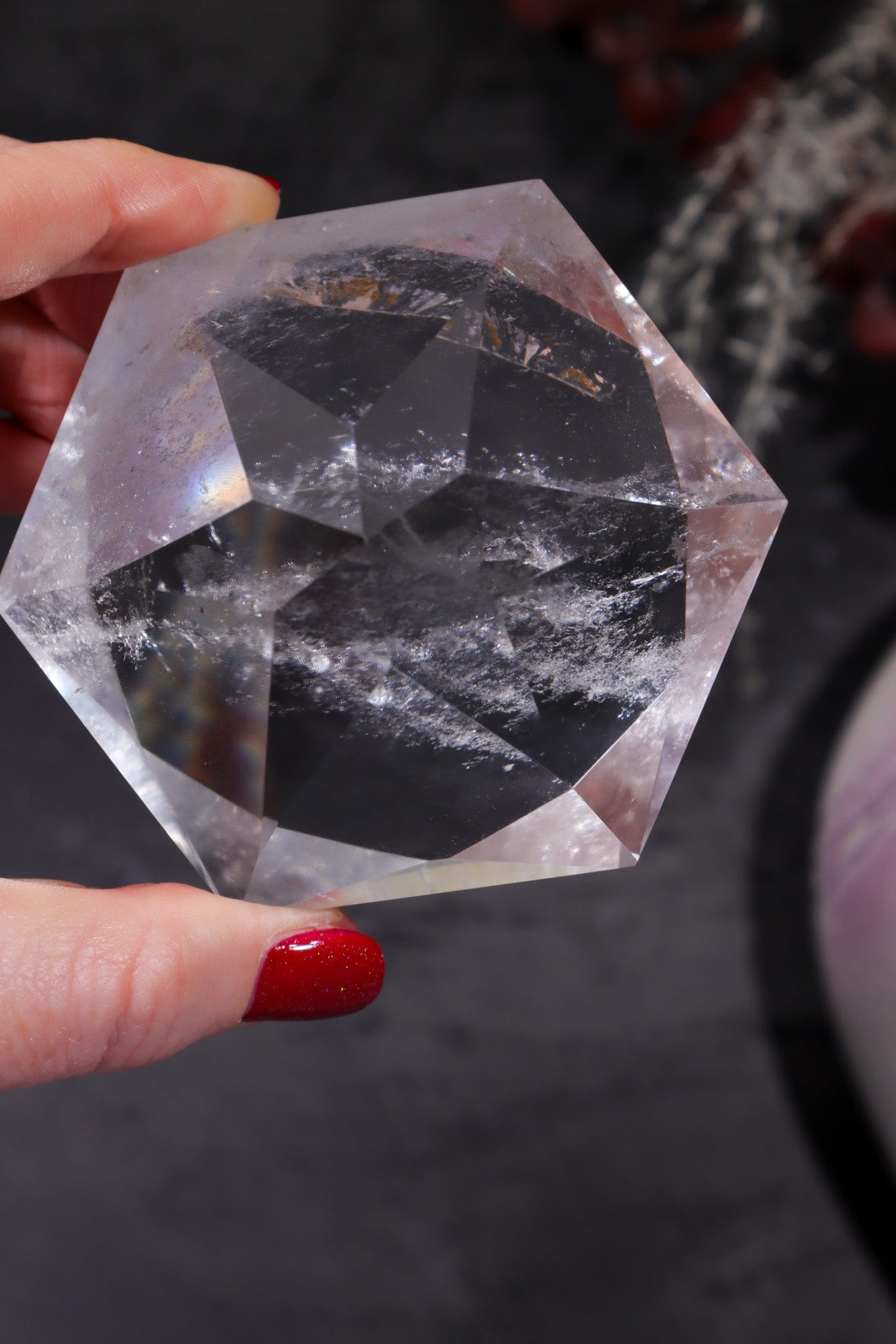 Clear Quartz Diamond Carving 273gr Carving Tali & Loz Crystals