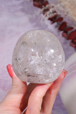 Clear Quartz with Graphite Inclusions Skull Carving Tali & Loz Crystals