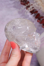 Clear Quartz with Graphite Inclusions Skull Carving Tali & Loz Crystals