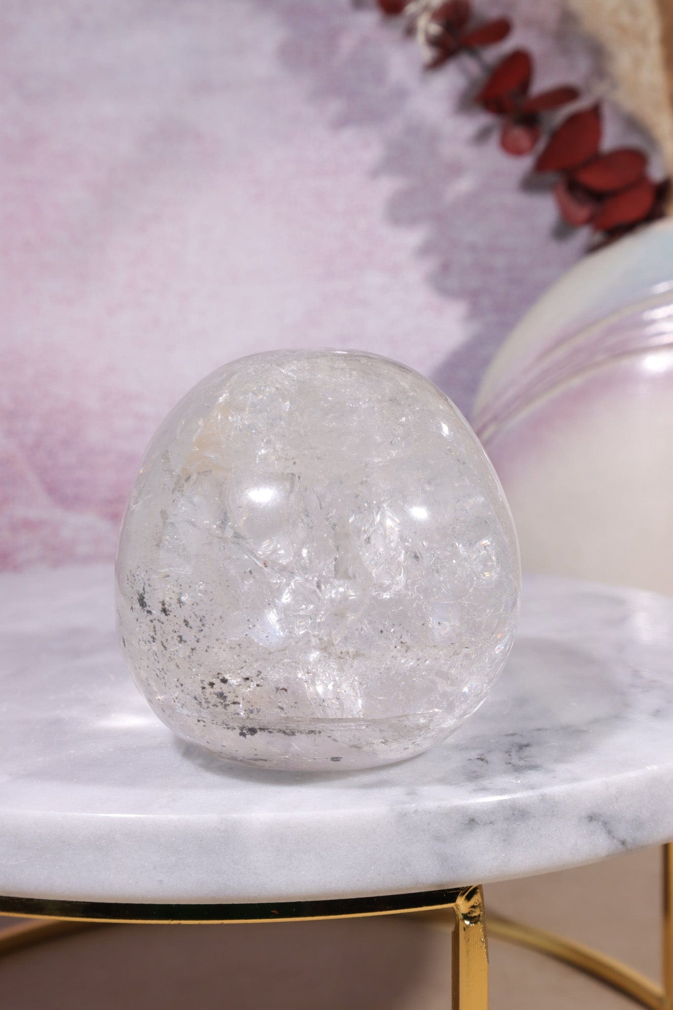 Clear Quartz with Graphite Inclusions Skull Carving Tali & Loz Crystals