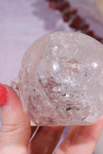 Clear Quartz with Graphite Inclusions Skull Carving Tali & Loz Crystals