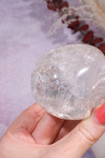 Clear Quartz with Graphite Inclusions Skull Carving Tali & Loz Crystals