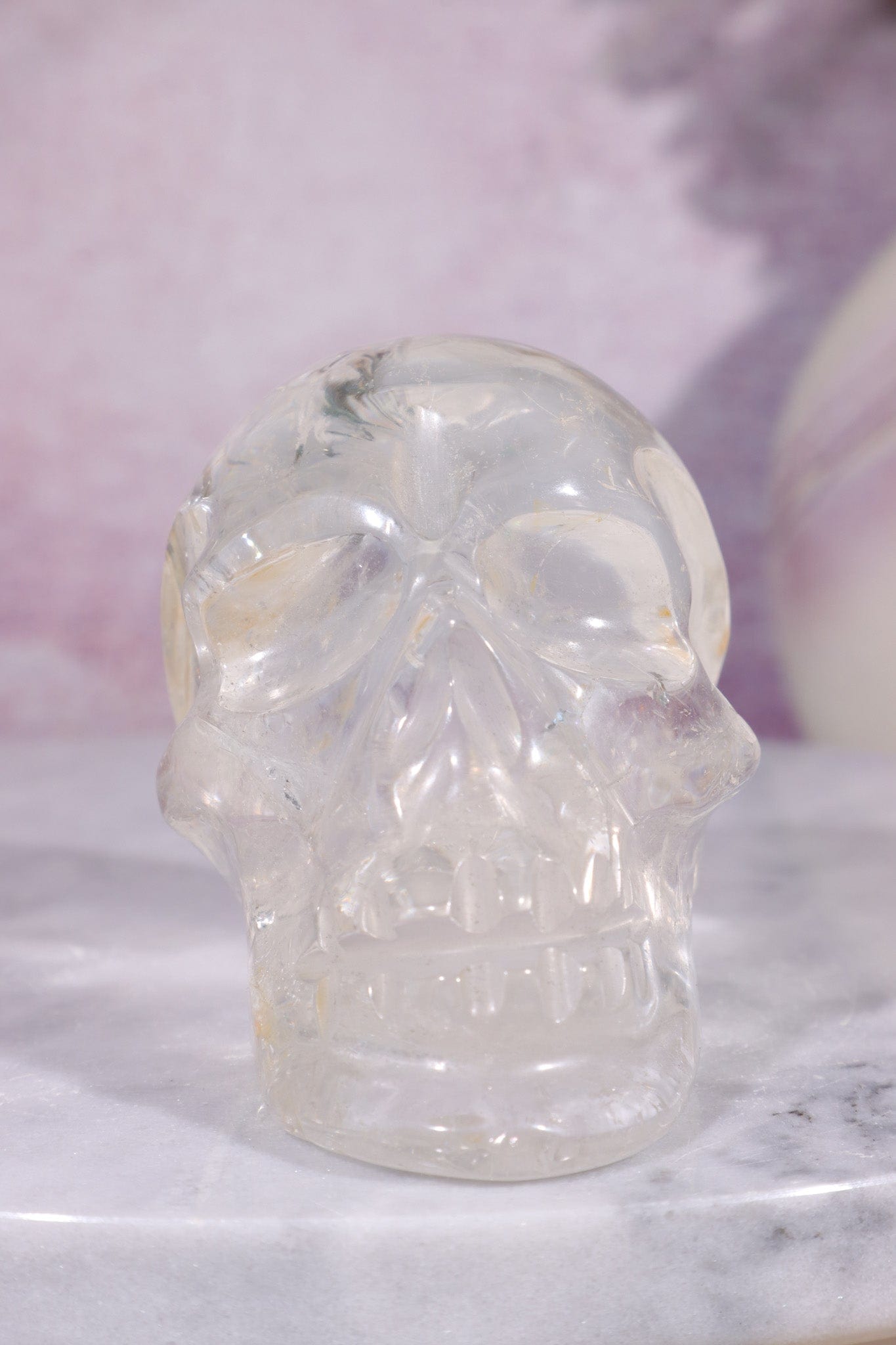 Clear Quartz with Iron Inclusions Skull Carving Tali & Loz Crystals