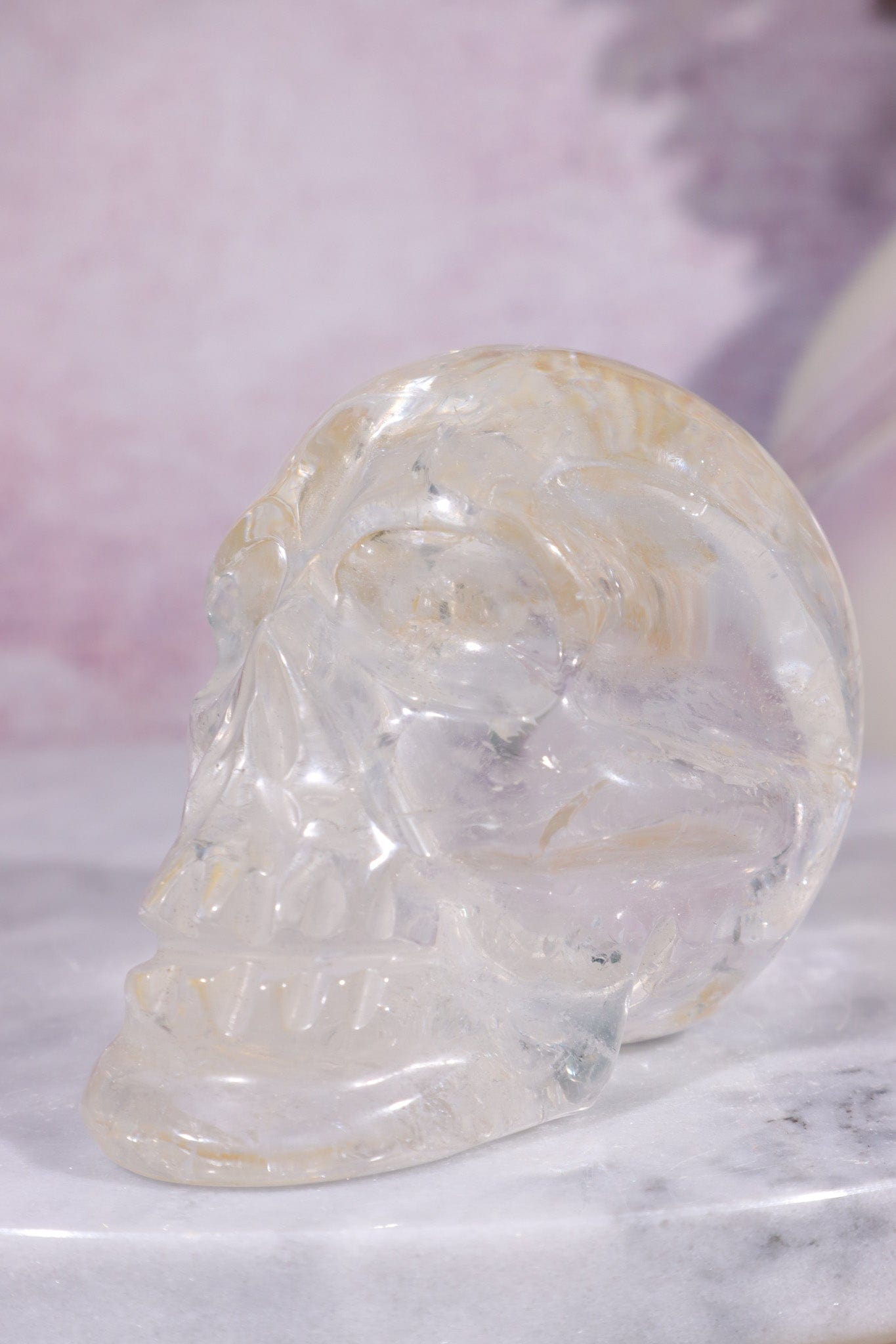 Clear Quartz with Iron Inclusions Skull Carving Tali & Loz Crystals