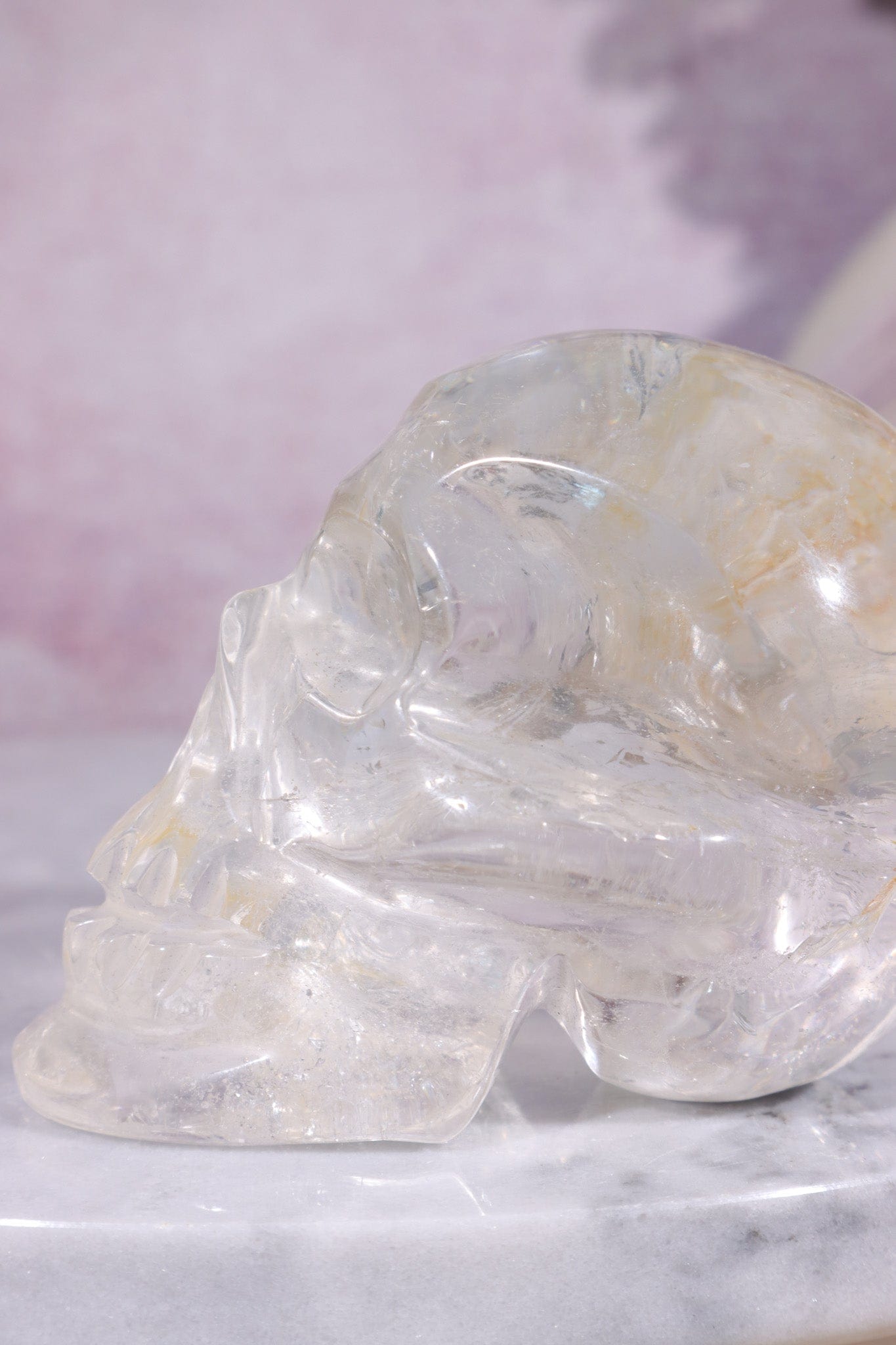 Clear Quartz with Iron Inclusions Skull Carving Tali & Loz Crystals