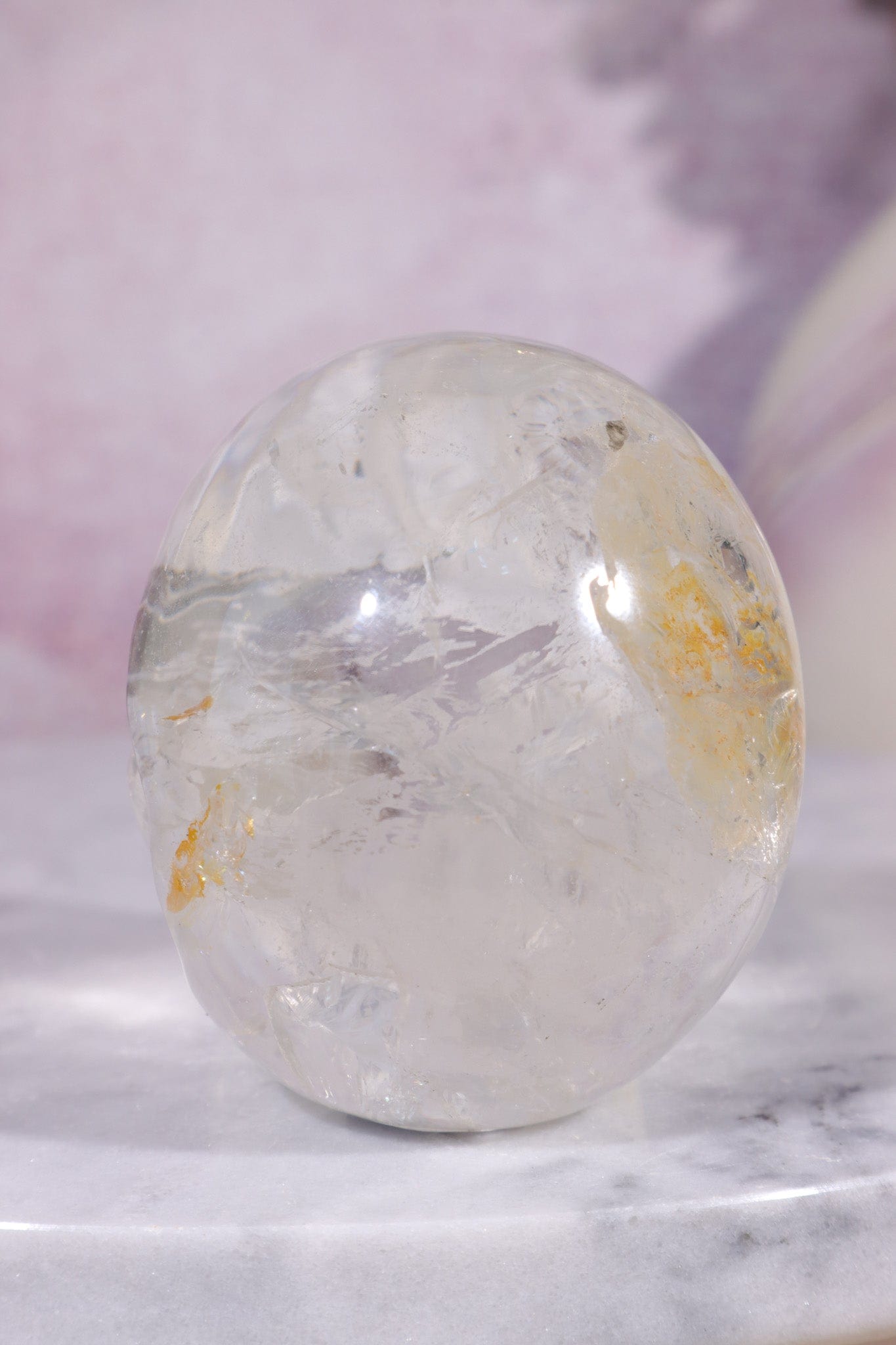 Clear Quartz with Iron Inclusions Skull Carving Tali & Loz Crystals