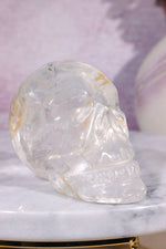 Clear Quartz with Iron Inclusions Skull Carving Tali & Loz Crystals