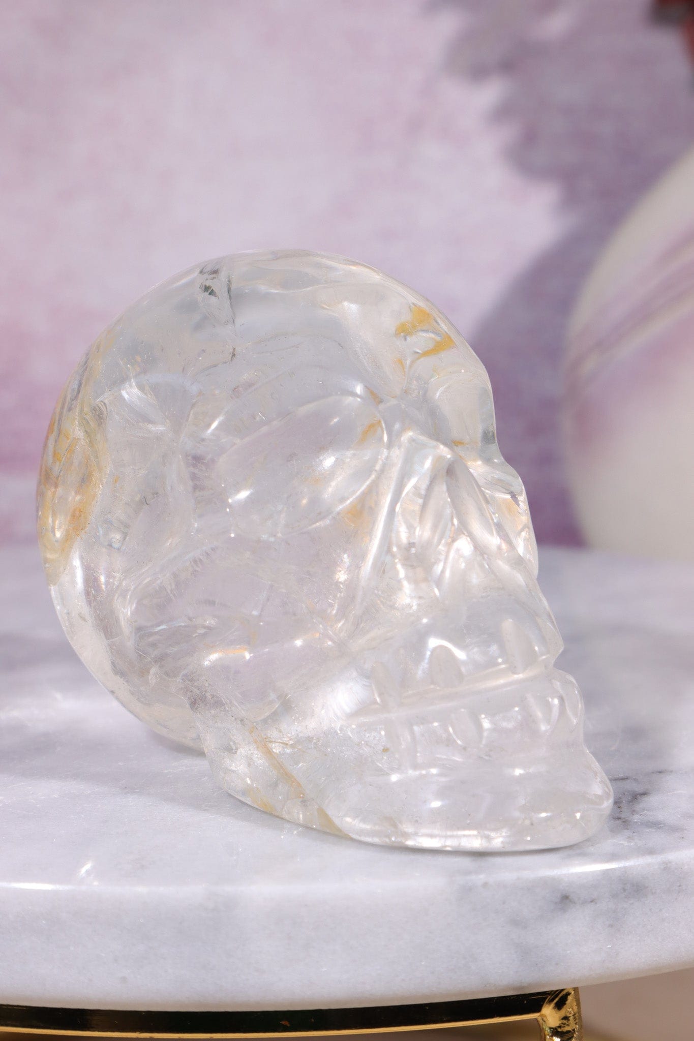 Clear Quartz with Iron Inclusions Skull Carving Tali & Loz Crystals