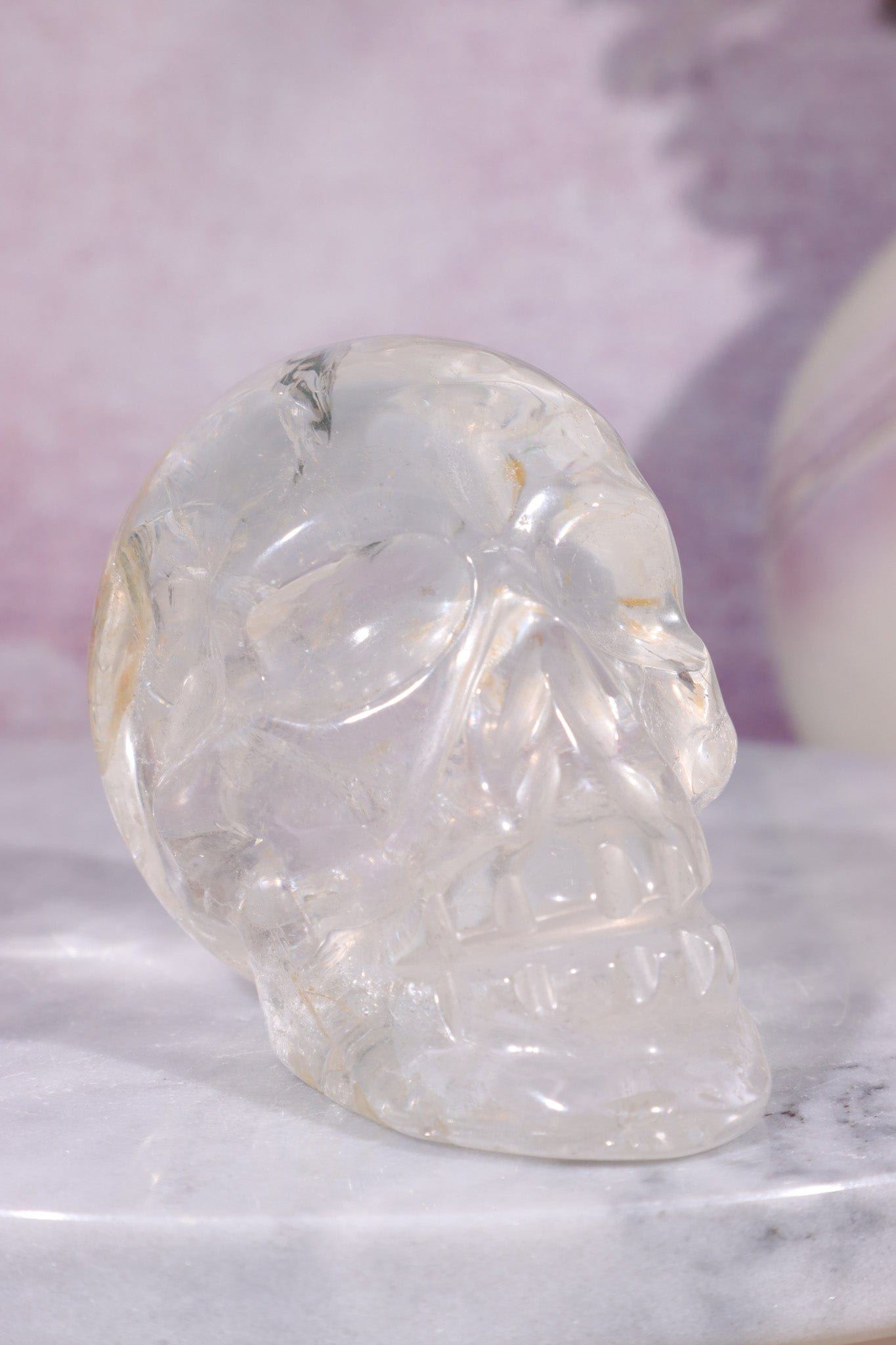 Clear Quartz with Iron Inclusions Skull Carving Tali & Loz Crystals