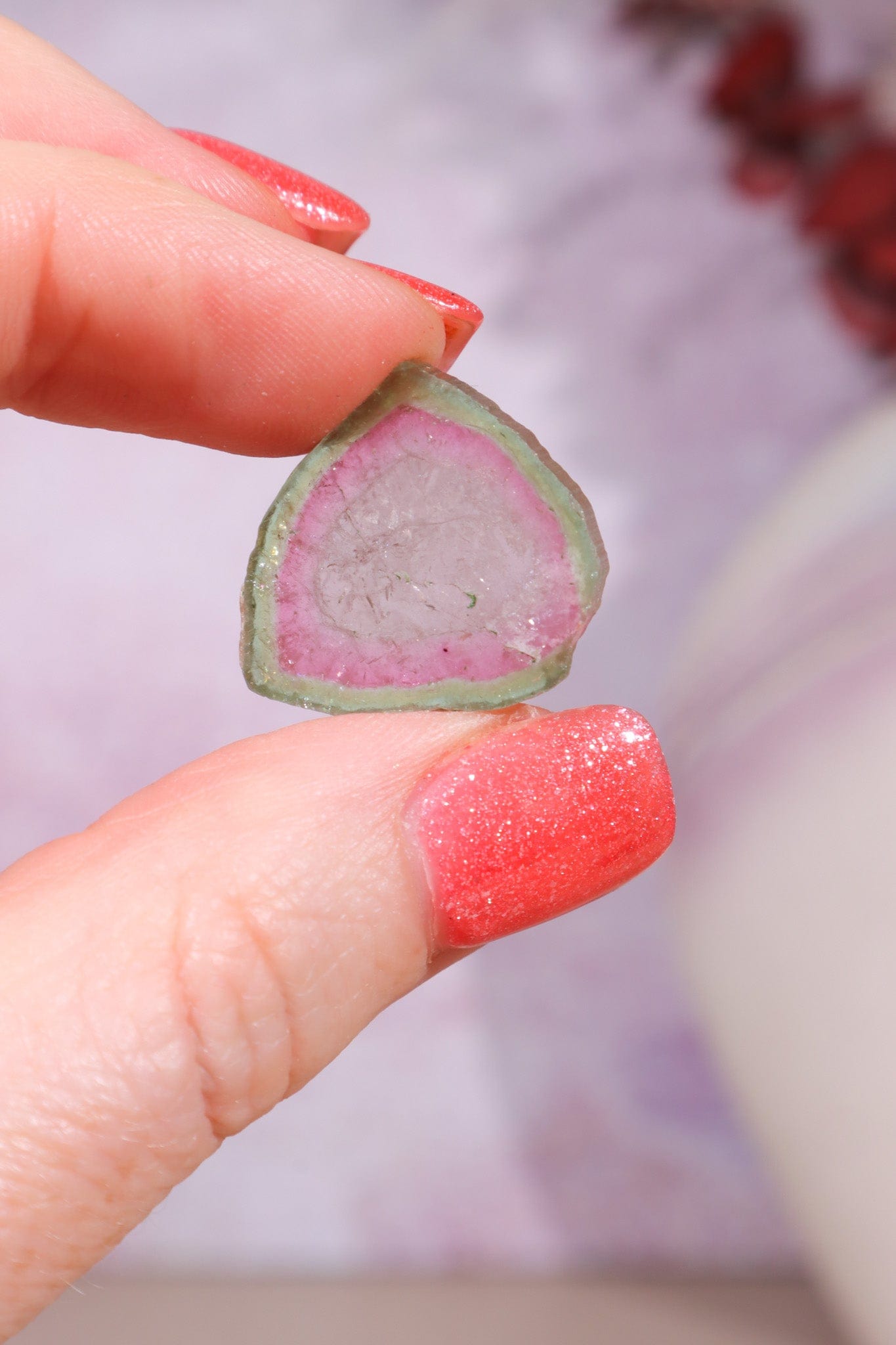 Clear Watermelon Tourmaline Slice 3gr | Brazil Slices Tali & Loz Crystals