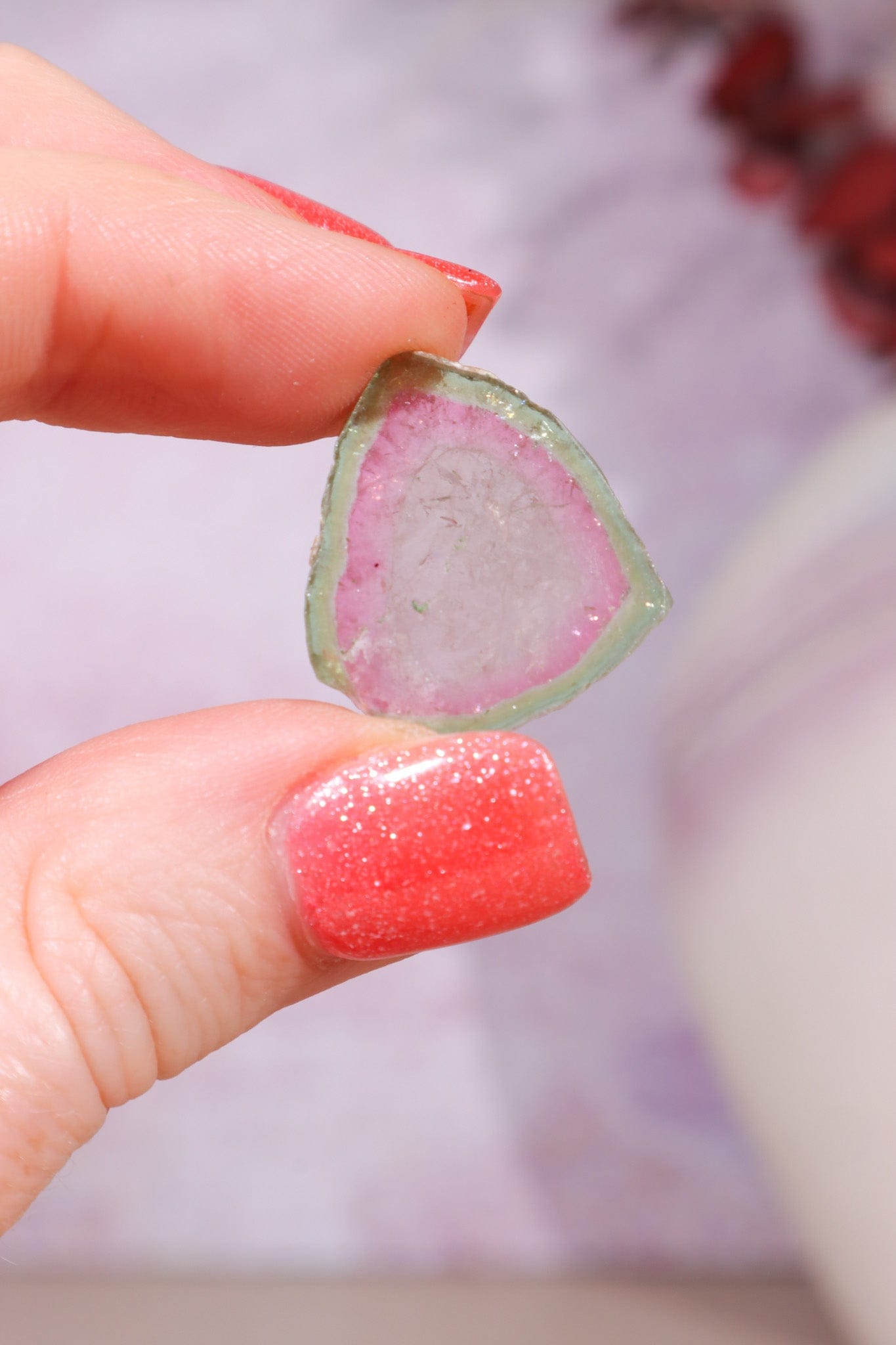Clear Watermelon Tourmaline Slice 3gr | Brazil Slices Tali & Loz Crystals