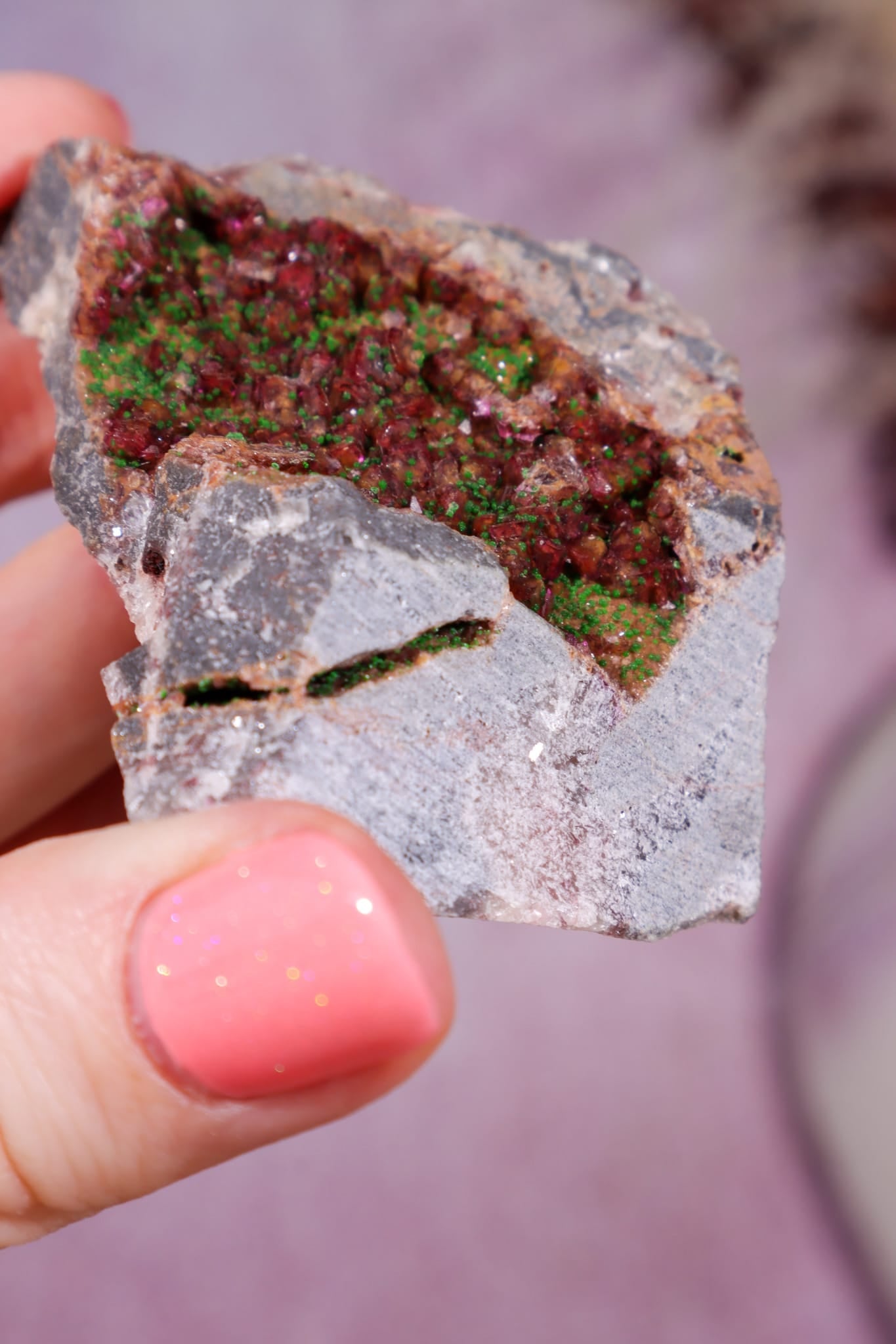 Cobaltoan Calcite with Malachite | DRC Minerals Tali & Loz Crystals