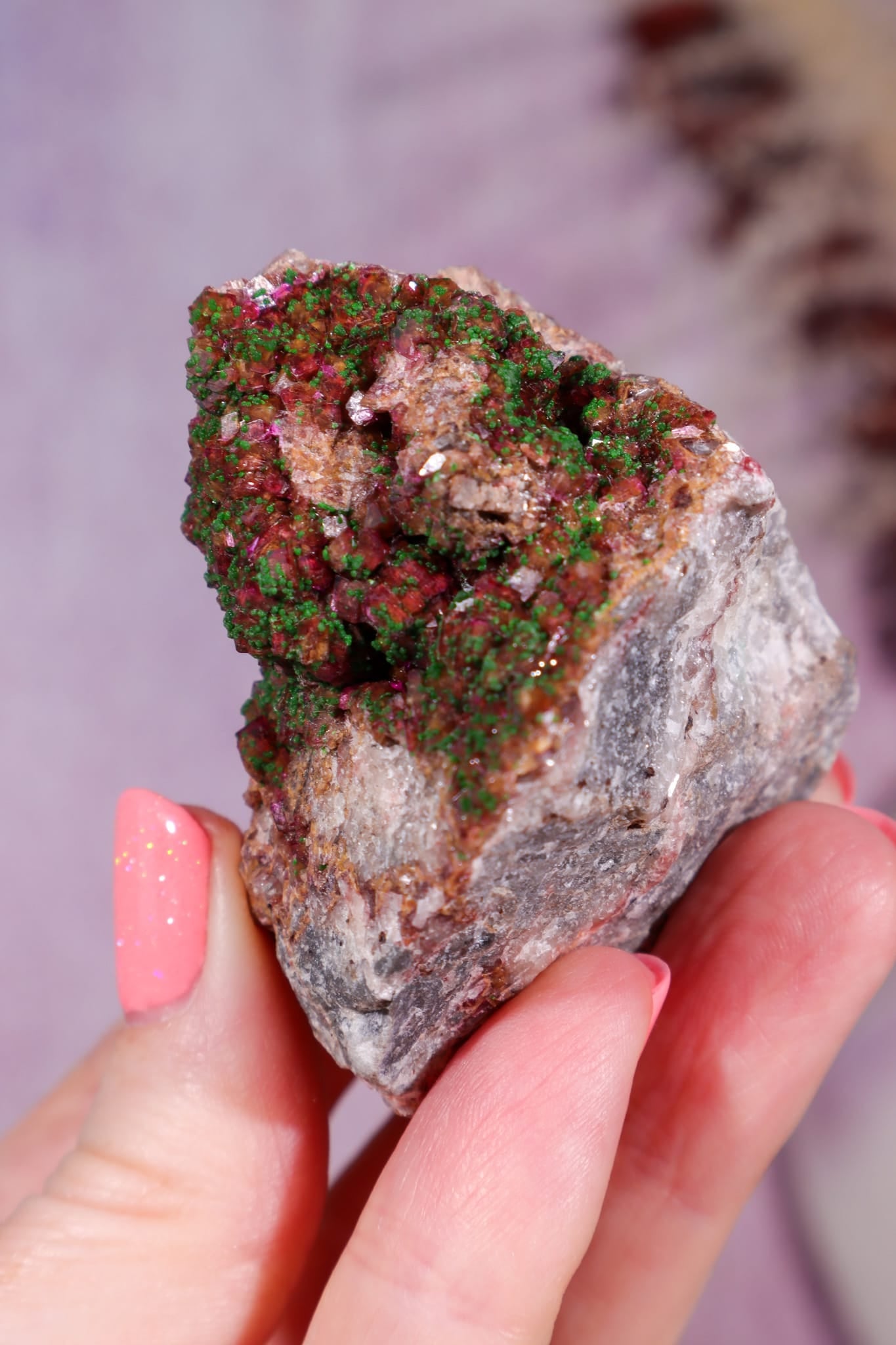 Cobaltoan Calcite with Malachite | DRC Minerals Tali & Loz Crystals