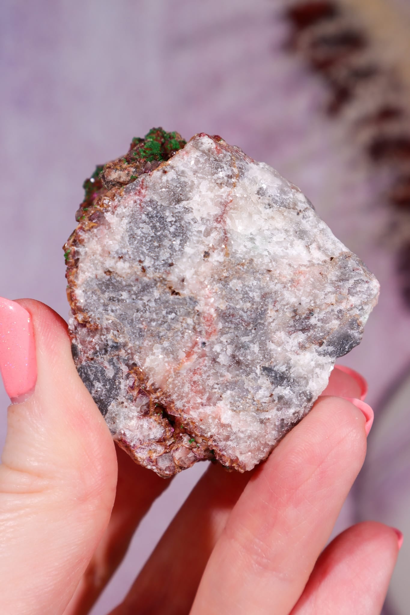 Cobaltoan Calcite with Malachite | DRC Minerals Tali & Loz Crystals