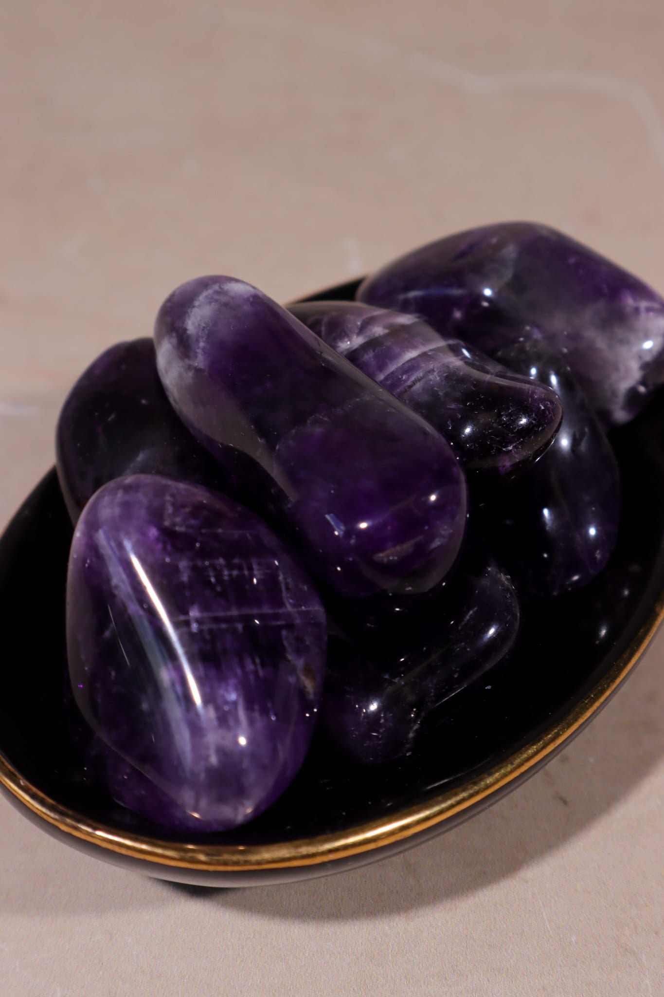 Dark Amethyst Tumblestones | Some Chevron | 33mm | Brazil Tumblestones Tali & Loz Crystals