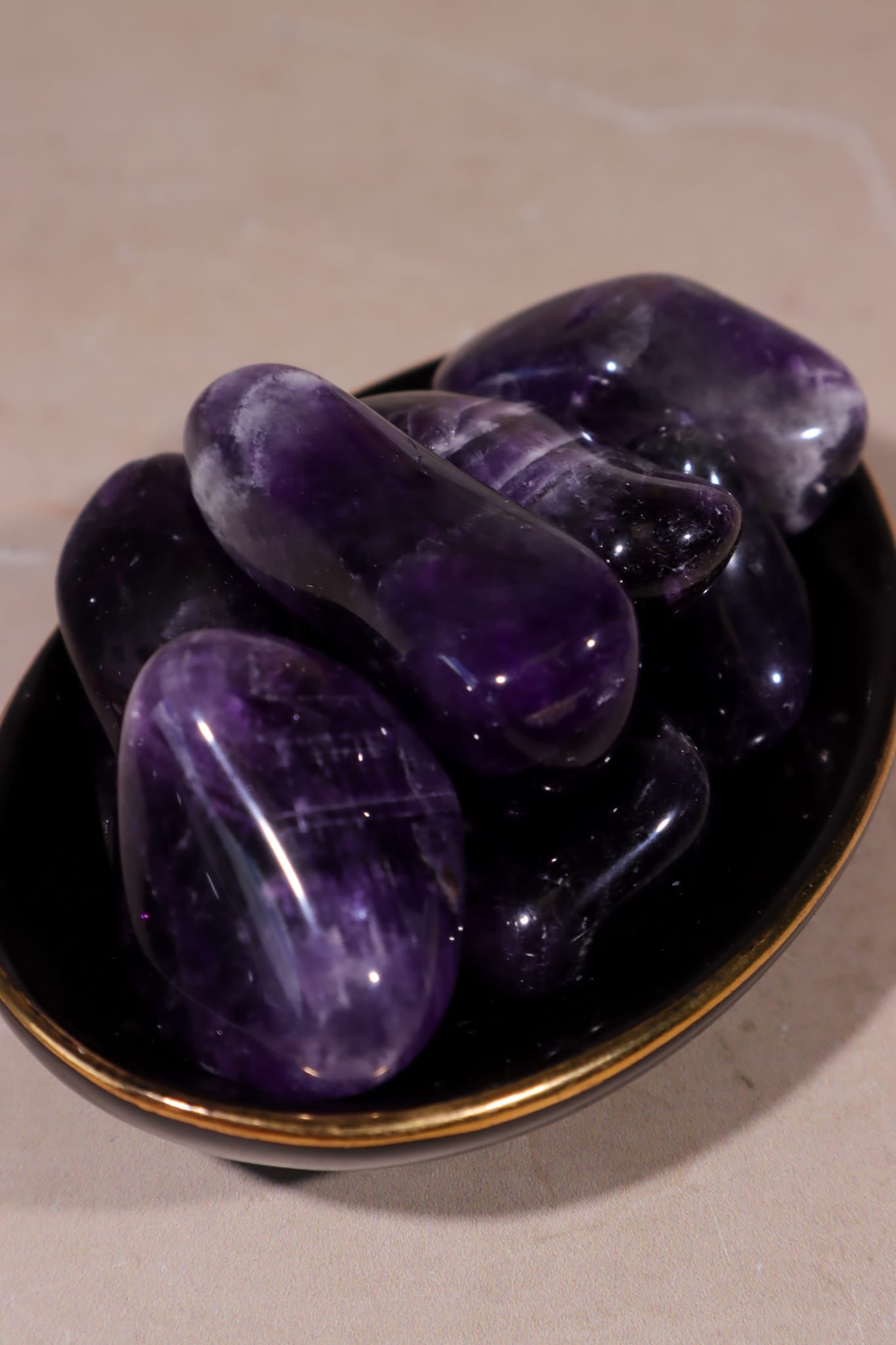 Dark Amethyst Tumblestones | Some Chevron | 33mm | Brazil Tumblestones Tali & Loz Crystals