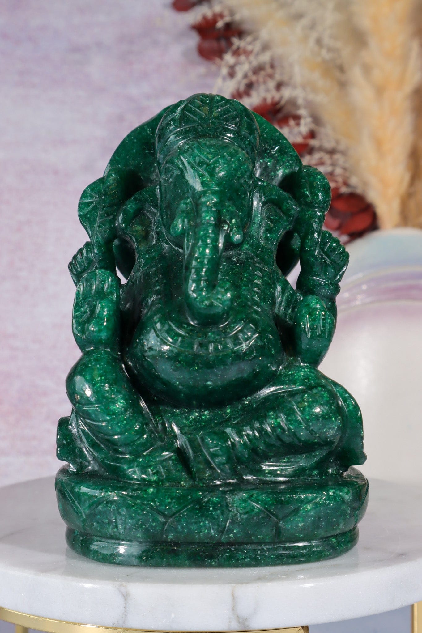 Dark Green Aventurine Ganesh, New Zealand 0.9KG Ganesh Tali & Loz Crystals