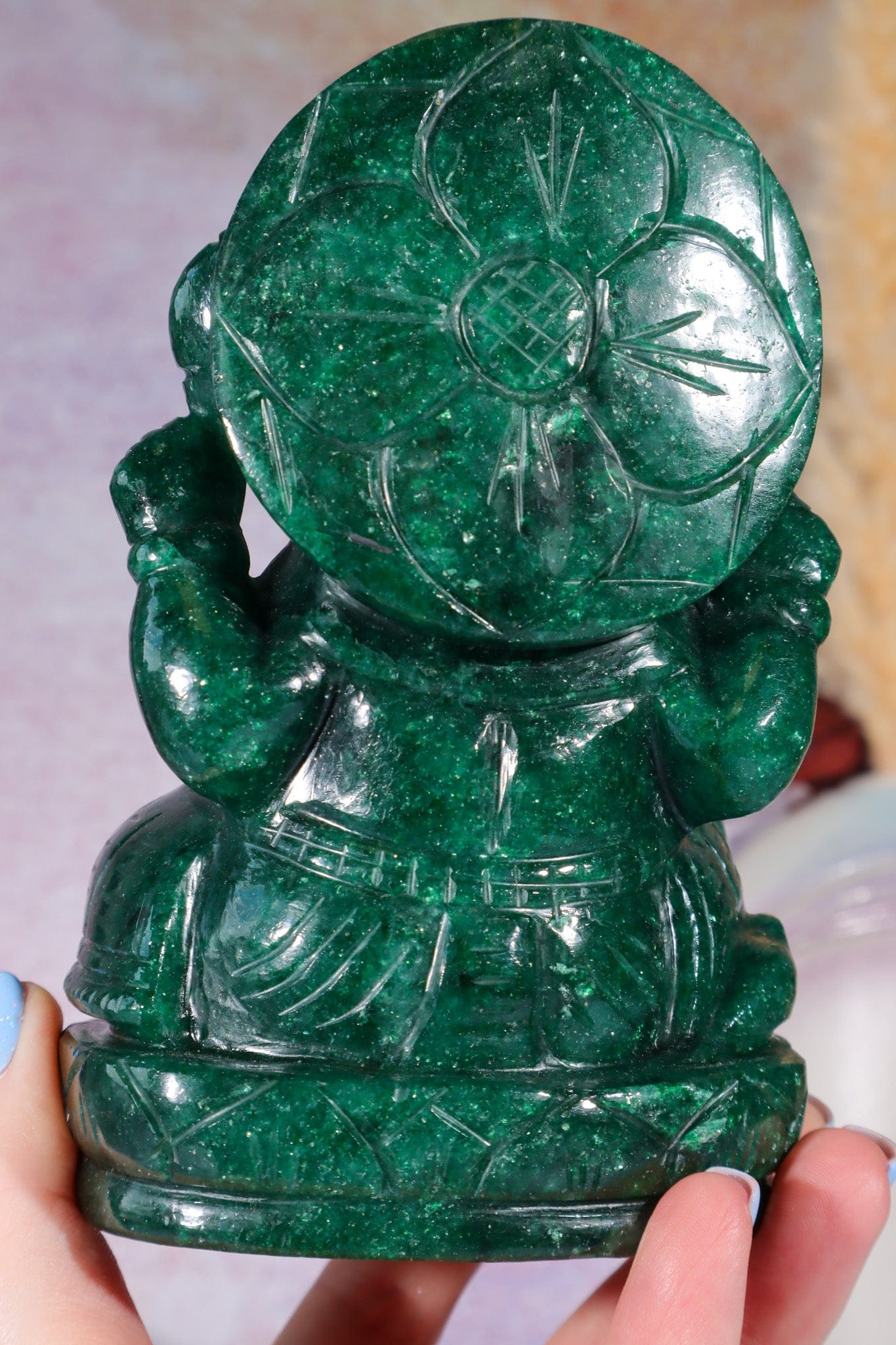 Dark Green Aventurine Ganesh, New Zealand 0.9KG Ganesh Tali & Loz Crystals