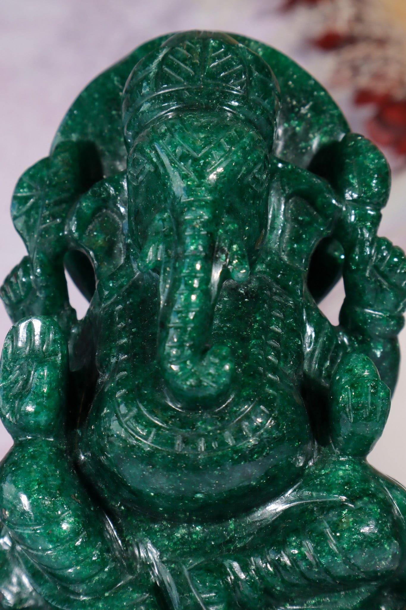 Dark Green Aventurine Ganesh, New Zealand 0.9KG Ganesh Tali & Loz Crystals