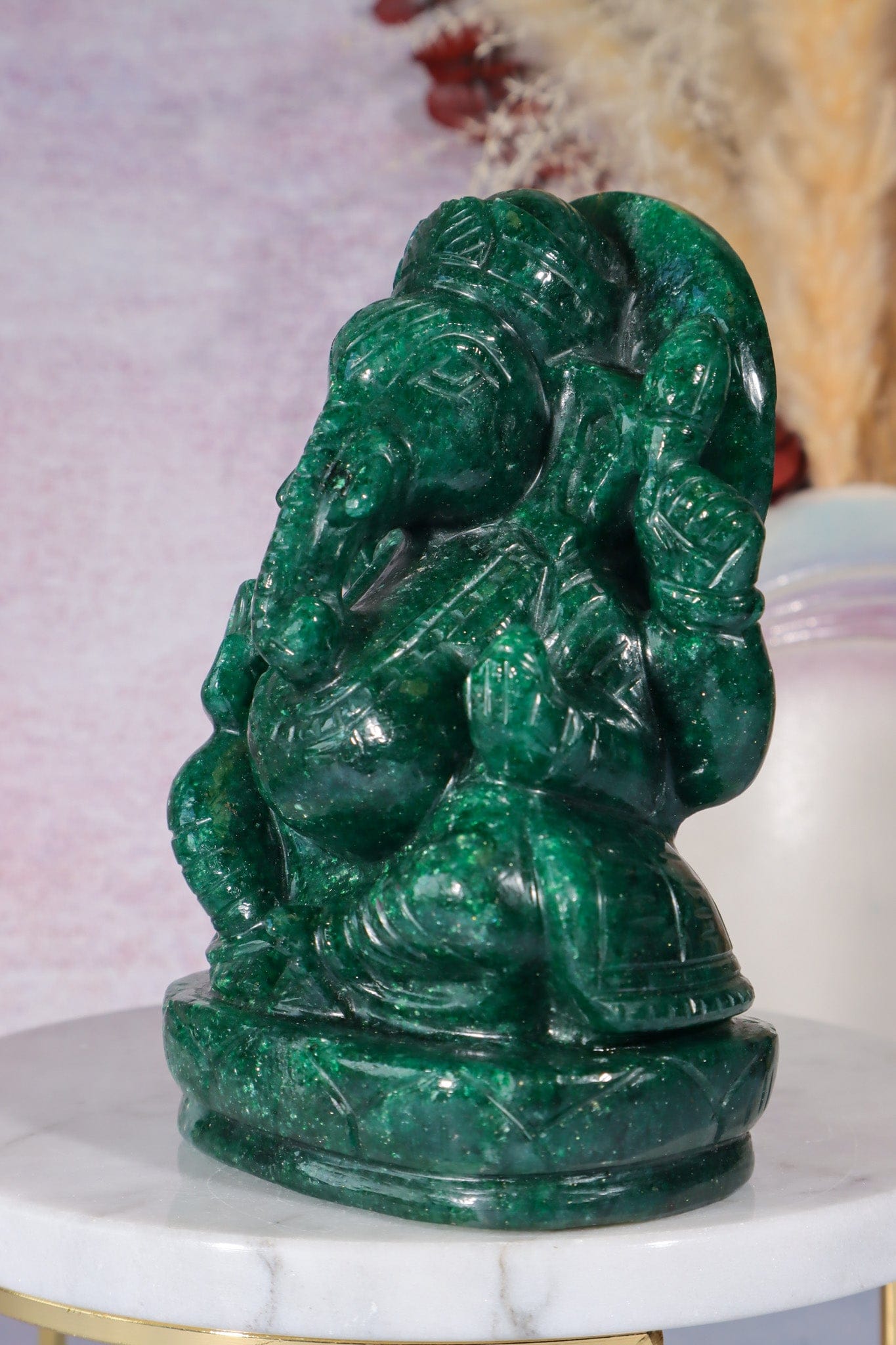 Dark Green Aventurine Ganesh, New Zealand 0.9KG Ganesh Tali & Loz Crystals