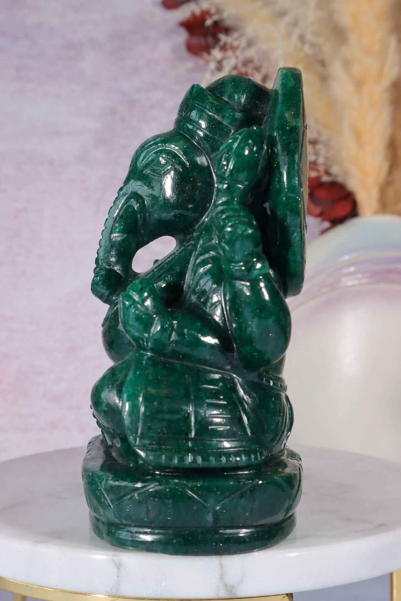 Dark Green Aventurine Ganesh, New Zealand 0.9KG Ganesh Tali & Loz Crystals