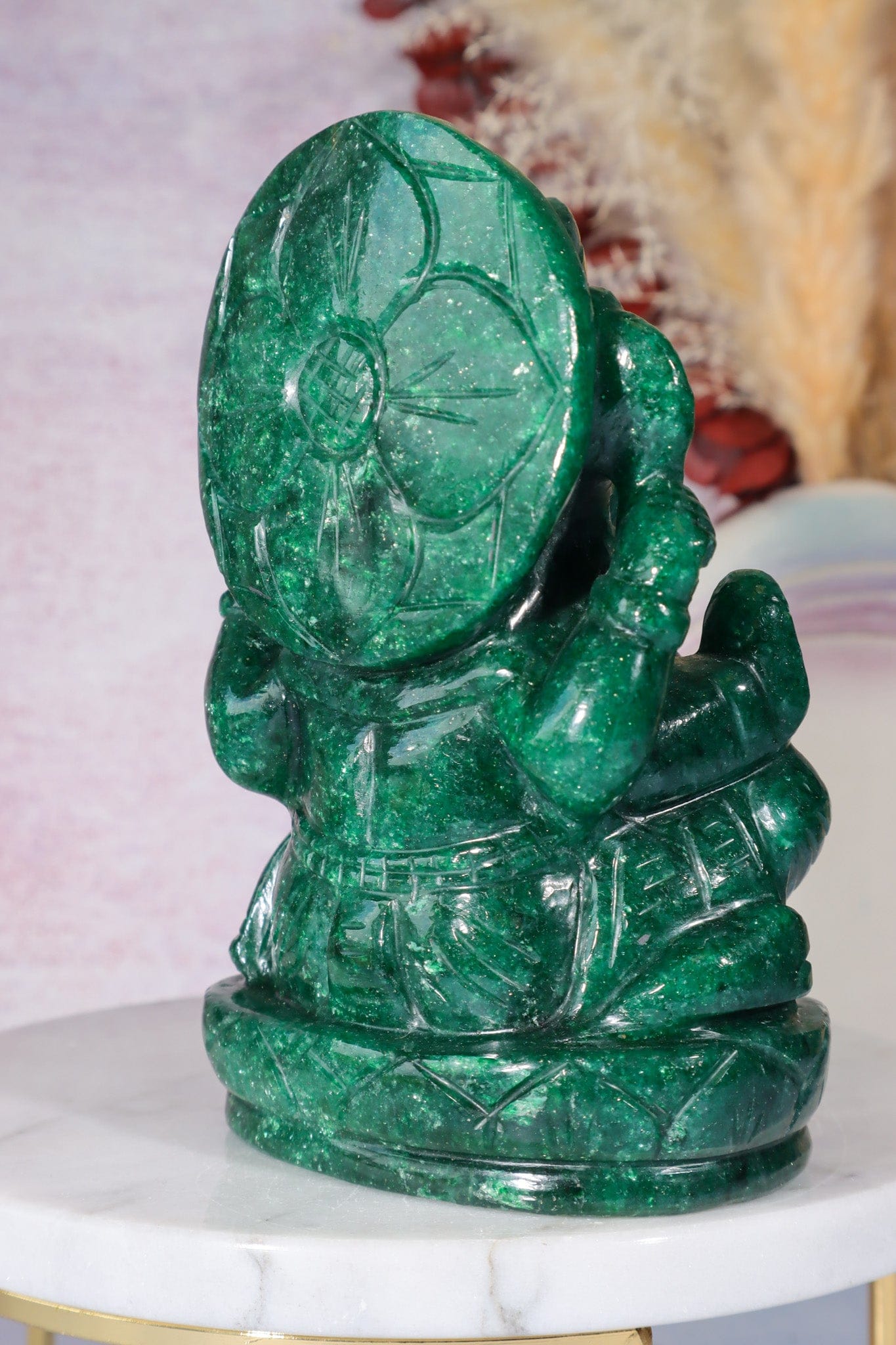 Dark Green Aventurine Ganesh, New Zealand 0.9KG Ganesh Tali & Loz Crystals