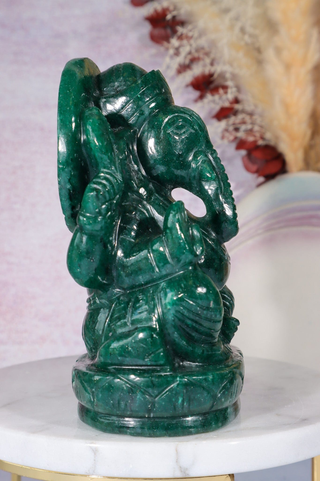 Dark Green Aventurine Ganesh, New Zealand 0.9KG Ganesh Tali & Loz Crystals