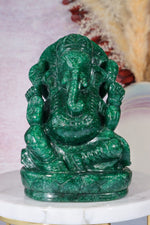 Dark Green Aventurine Ganesh, New Zealand 0.9KG Ganesh Tali & Loz Crystals