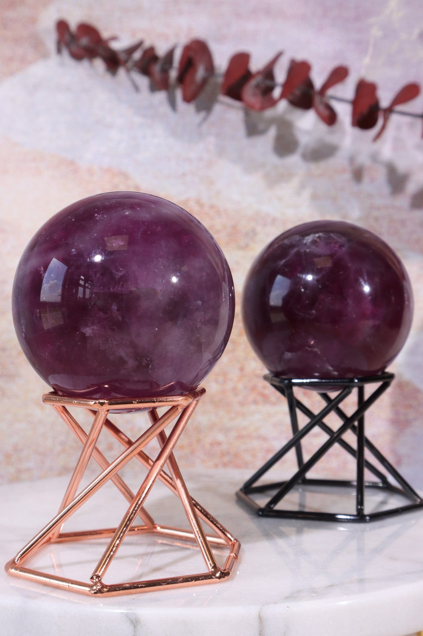 Dark Purple Fluorite Spheres, Intuitively Chosen Spheres Tali & Loz Crystals