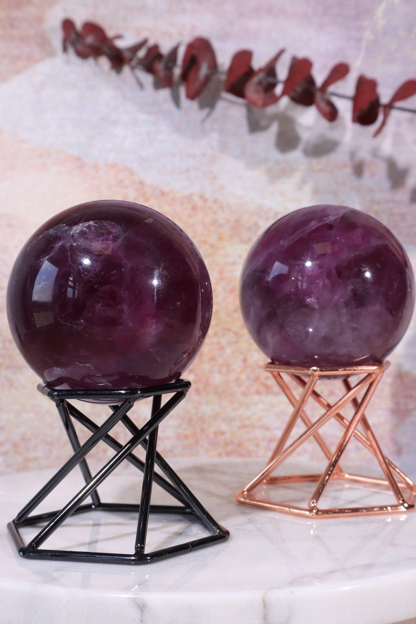 Dark Purple Fluorite Spheres, Intuitively Chosen Spheres Tali & Loz Crystals
