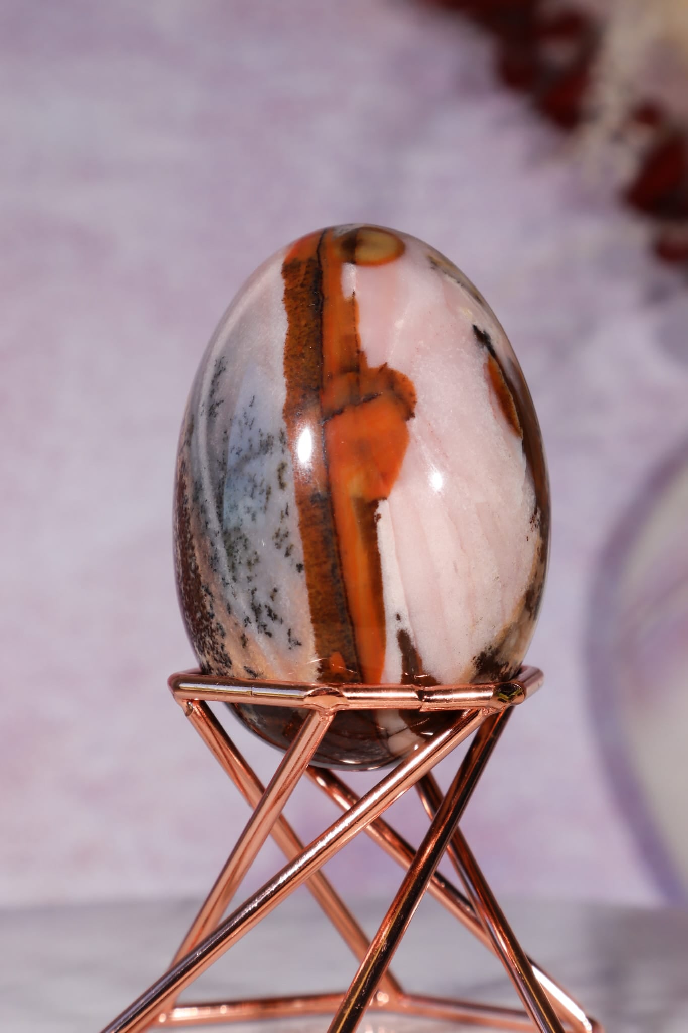 Dendritic Pink & Brown Agate Egg 5.7cm, Mexico Eggs Tali & Loz Crystals