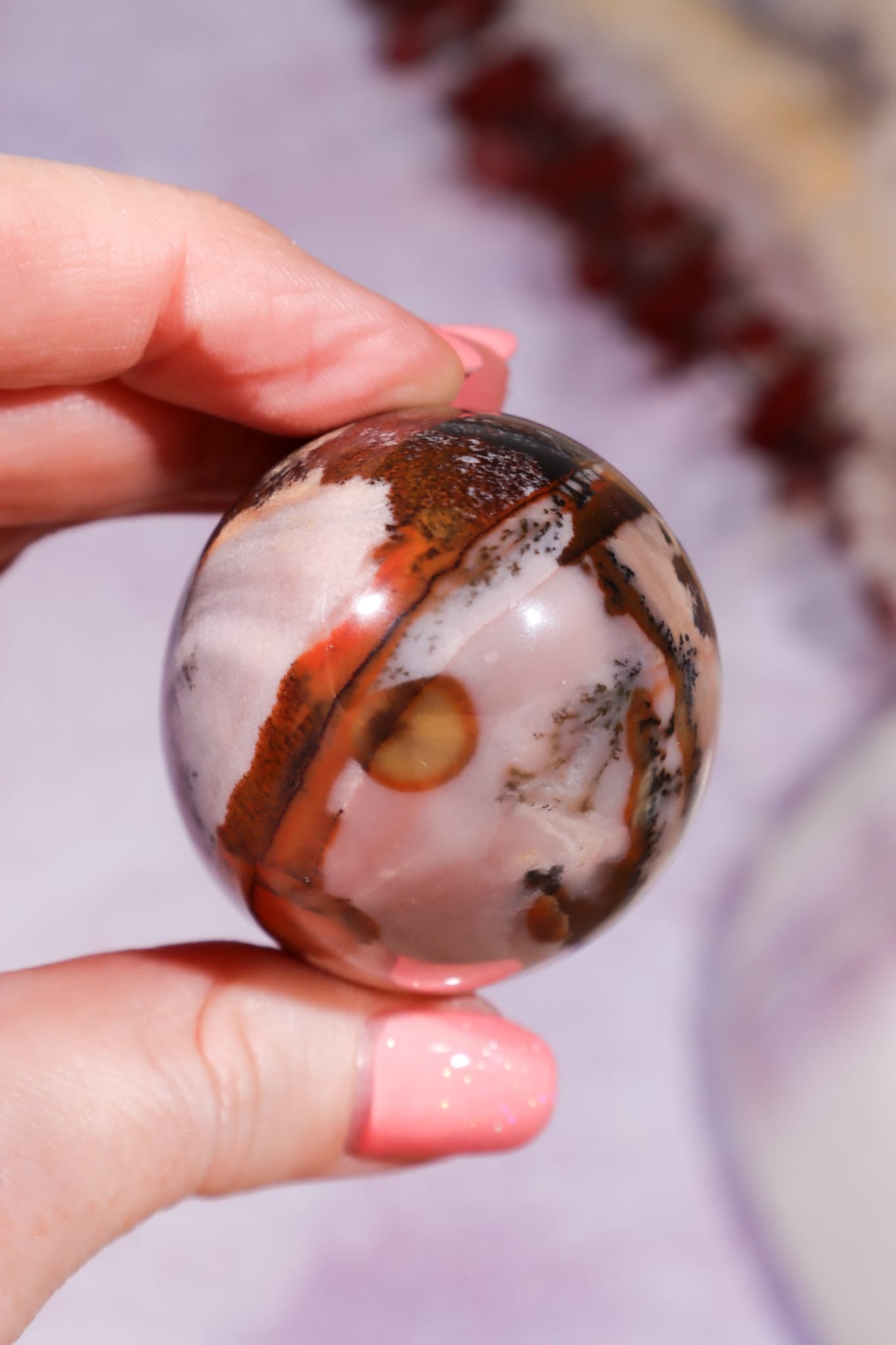 Dendritic Pink & Brown Agate Egg 5.7cm, Mexico Eggs Tali & Loz Crystals
