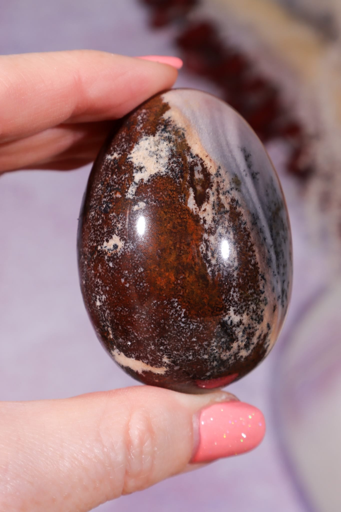 Dendritic Pink & Brown Agate Egg 5.7cm, Mexico Eggs Tali & Loz Crystals