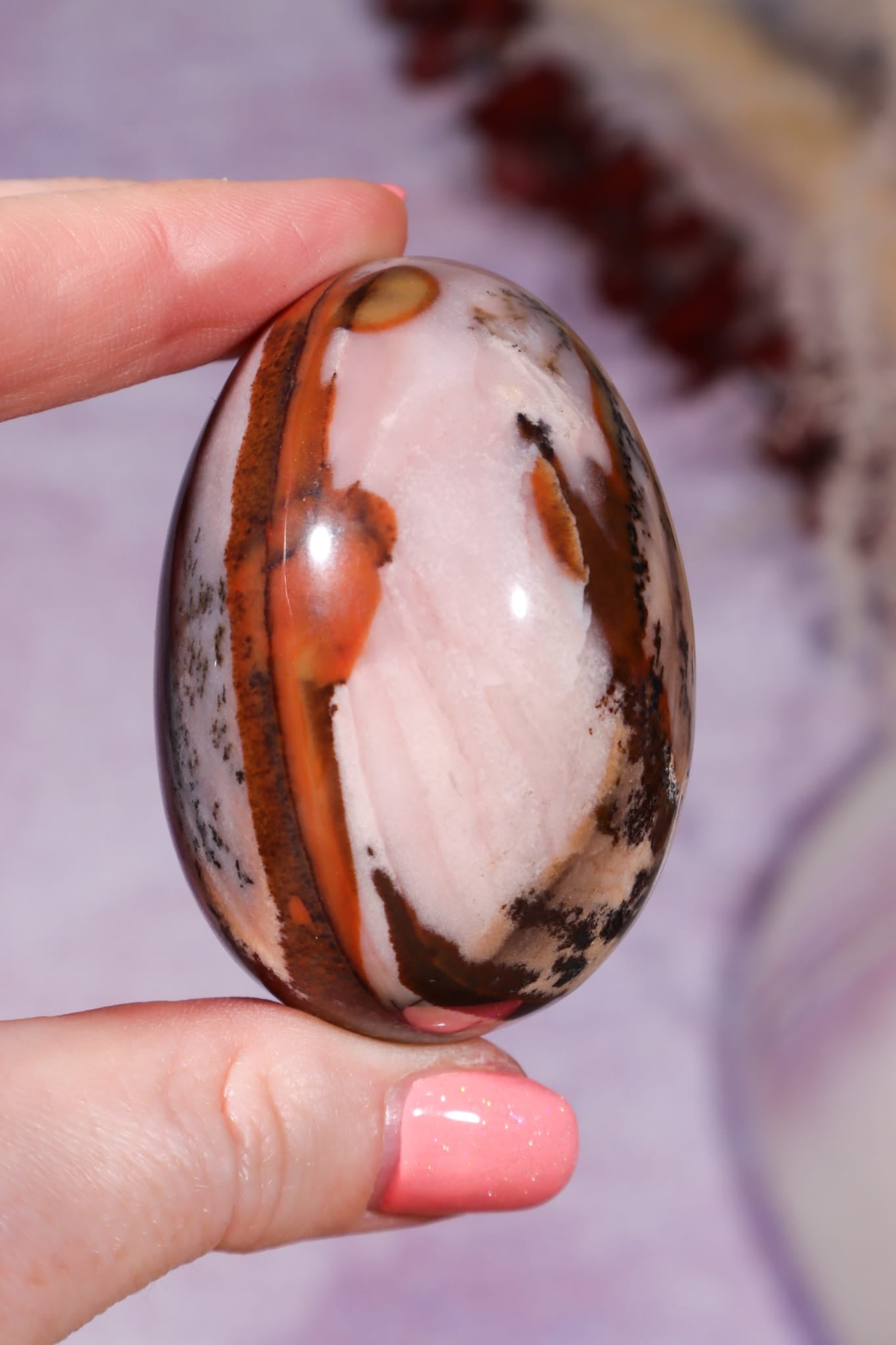 Dendritic Pink & Brown Agate Egg 5.7cm, Mexico Eggs Tali & Loz Crystals