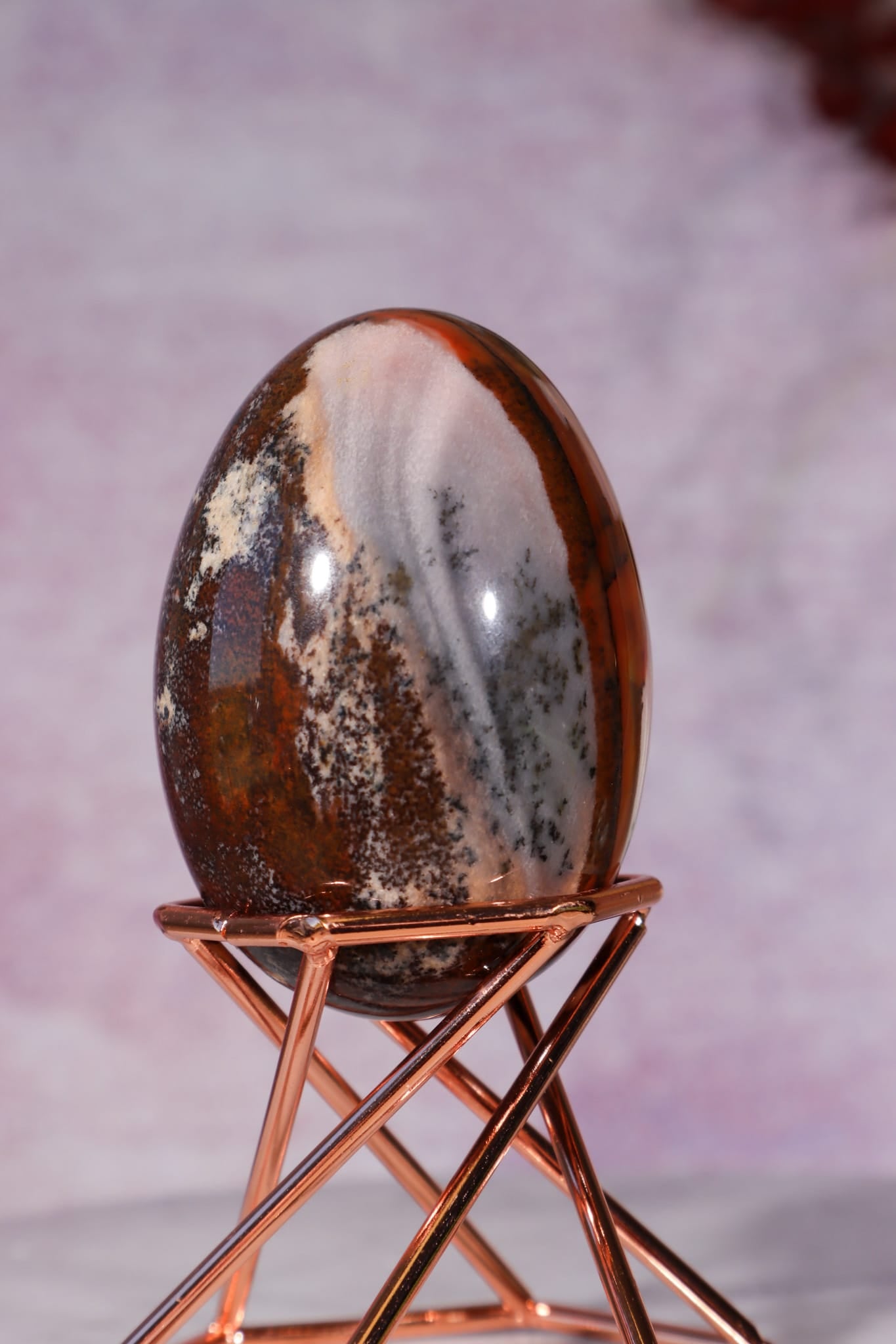 Dendritic Pink & Brown Agate Egg 5.7cm, Mexico Eggs Tali & Loz Crystals