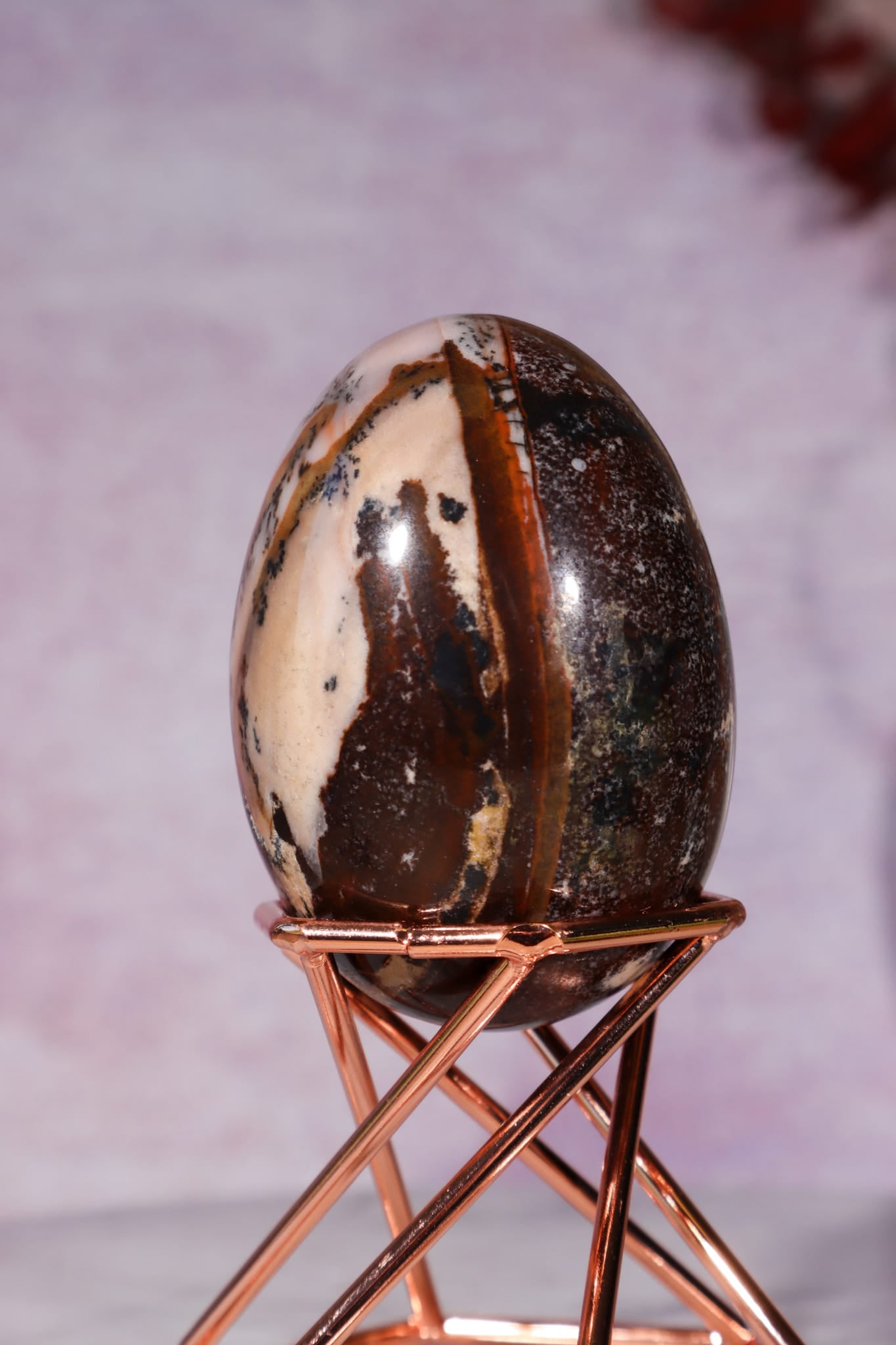Dendritic Pink & Brown Agate Egg 5.7cm, Mexico Eggs Tali & Loz Crystals