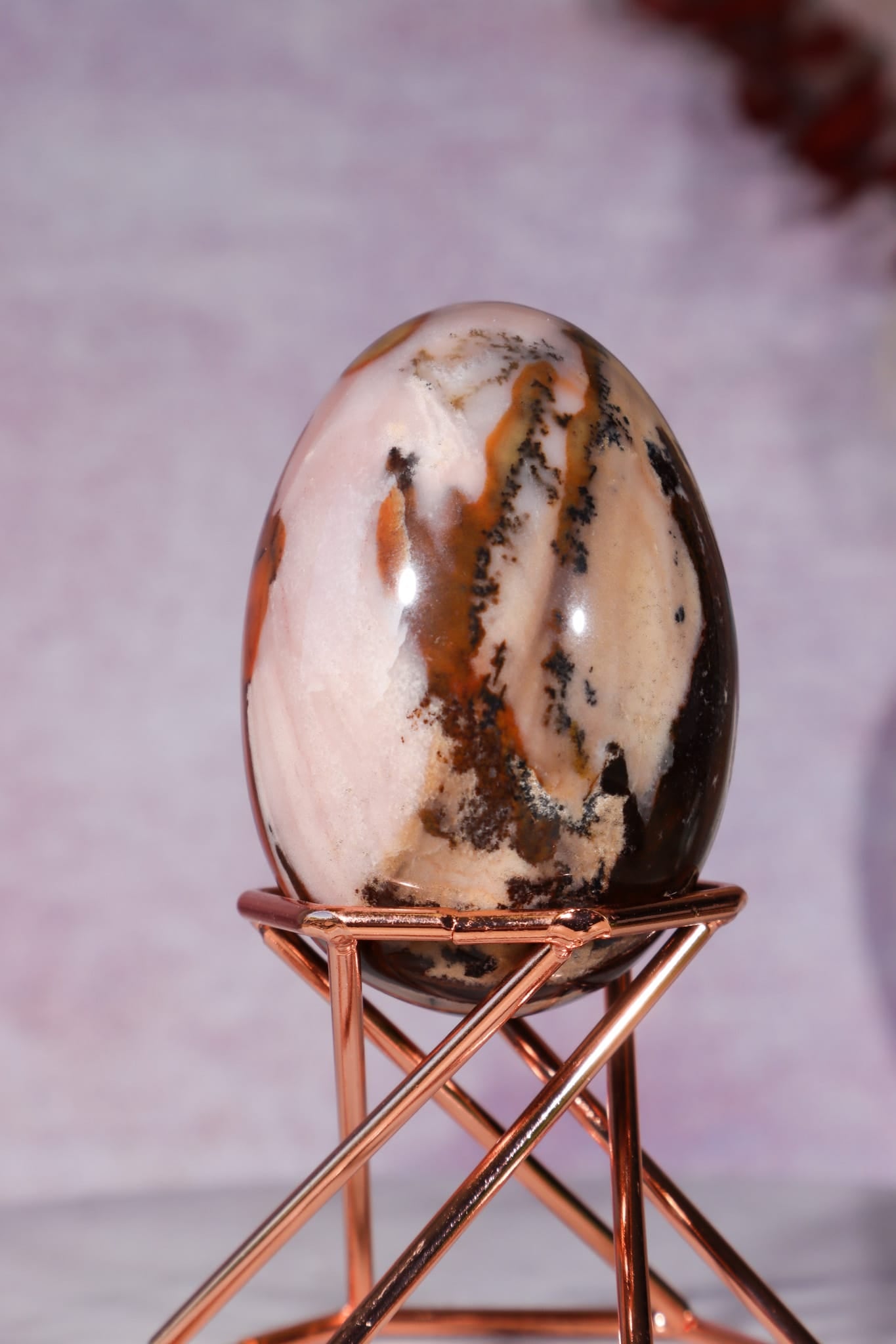 Dendritic Pink & Brown Agate Egg 5.7cm, Mexico Eggs Tali & Loz Crystals