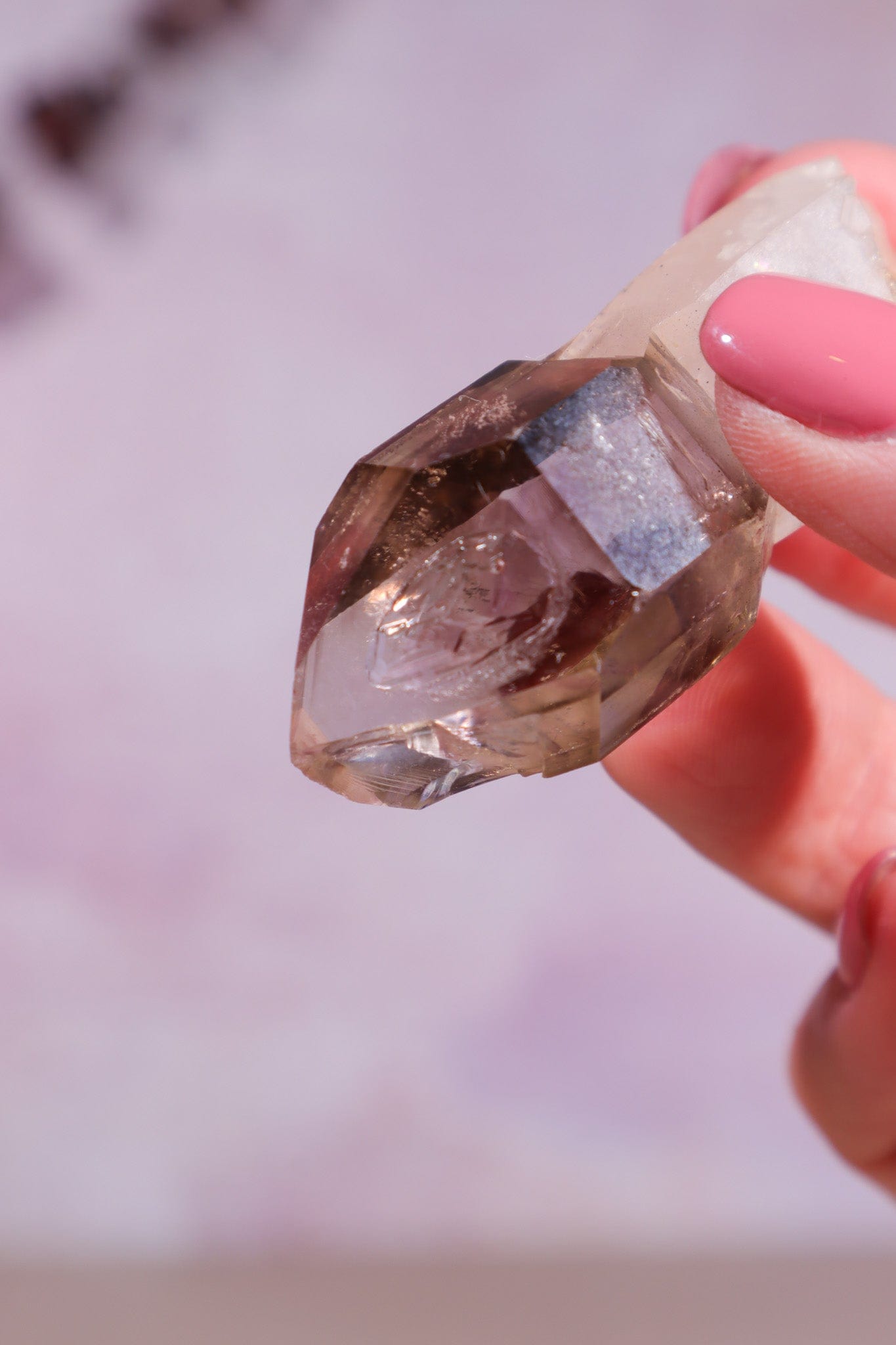 Enhydro Smokey and Amethyst Phantom Scepter 5.5cm - Tali & Loz Crystals