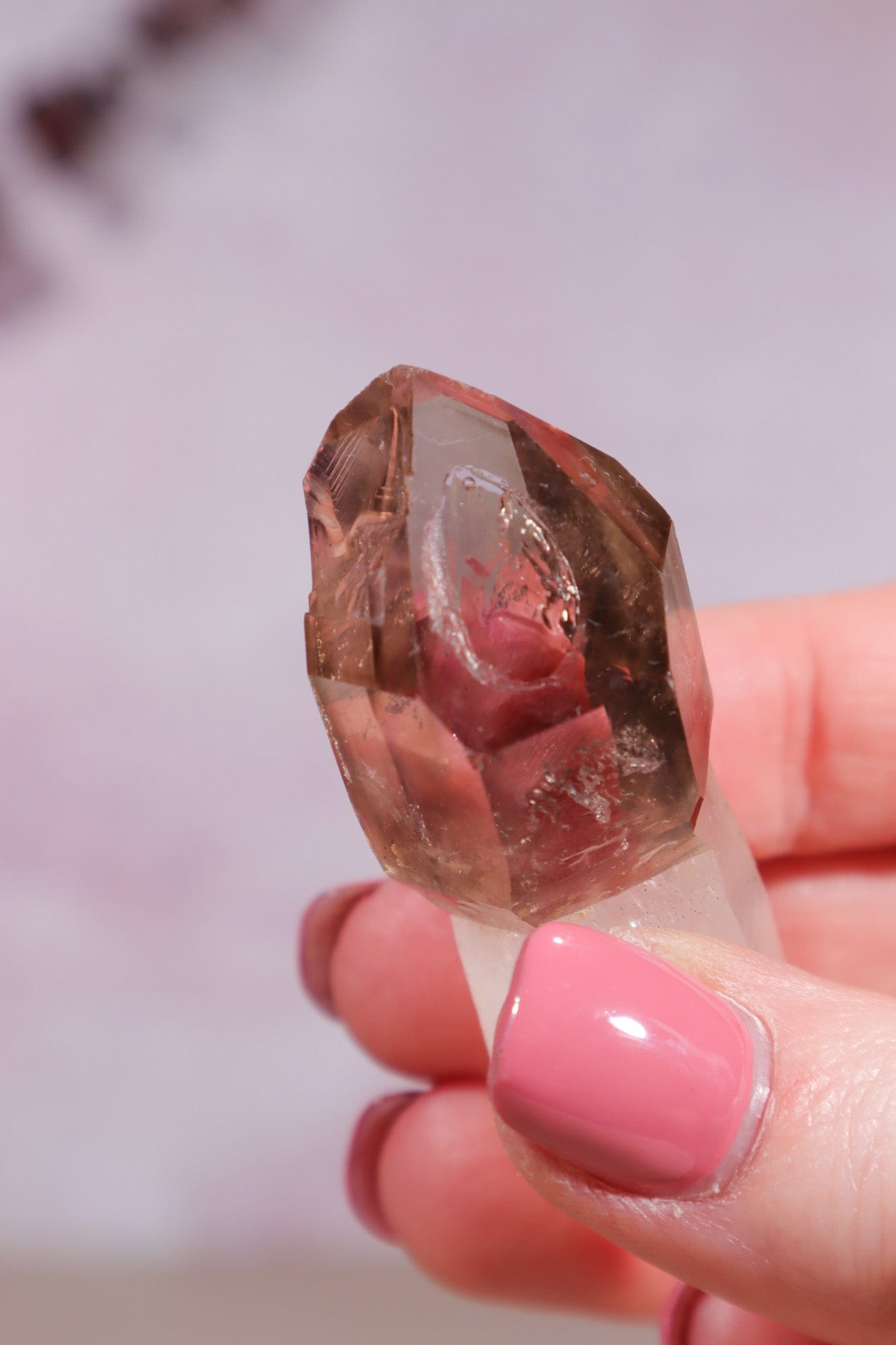 Enhydro Smokey and Amethyst Phantom Scepter 5.5cm - Tali & Loz Crystals