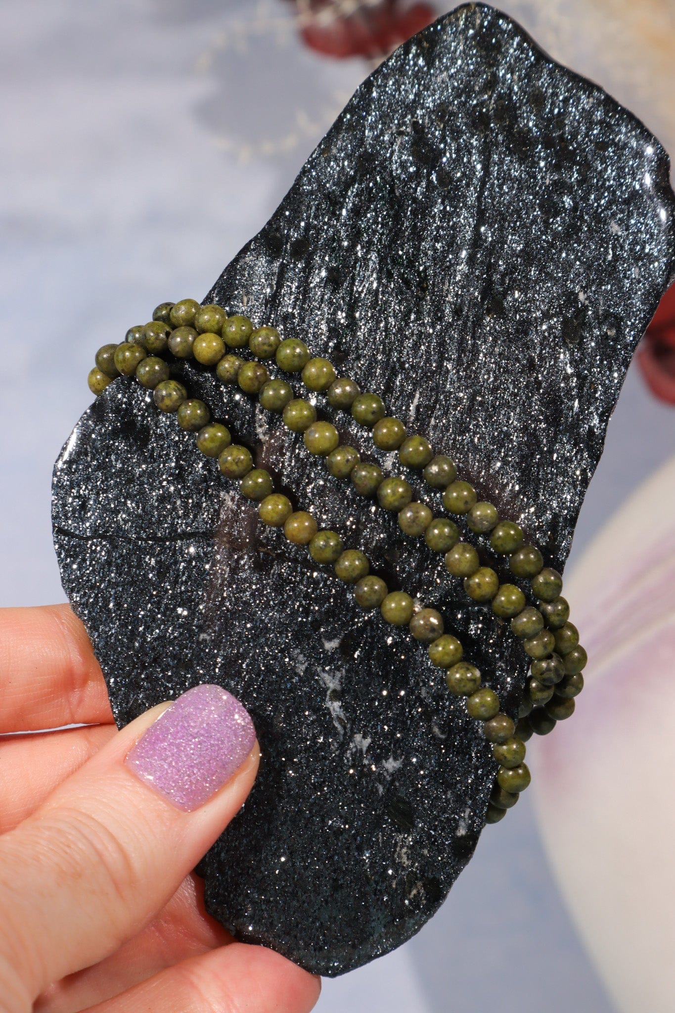 Epidote Beaded Bracelet (Bead Size 0.4cm), Intuitively Chosen Bracelets Tali & Loz Crystals