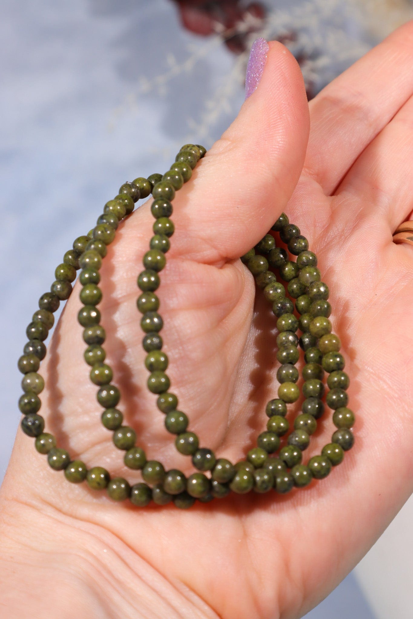 Epidote Beaded Bracelet (Bead Size 0.4cm), Intuitively Chosen Bracelets Tali & Loz Crystals