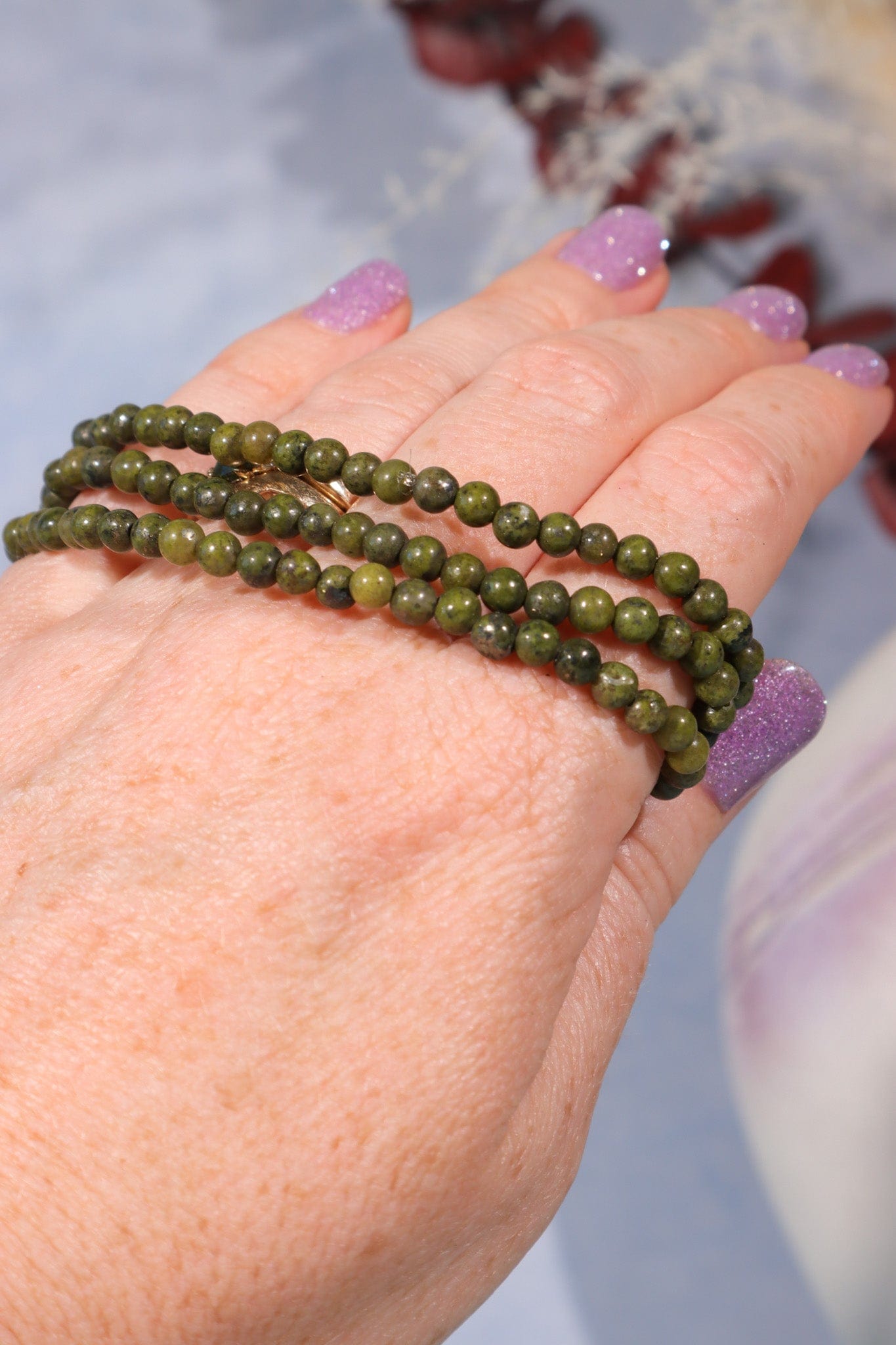 Epidote Beaded Bracelet (Bead Size 0.4cm), Intuitively Chosen Bracelets Tali & Loz Crystals