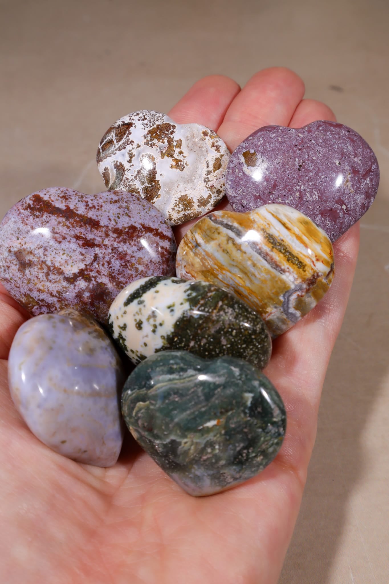 Fancy Jasper Hearts | 37mm | Madagascar Hearts Tali & Loz Crystals