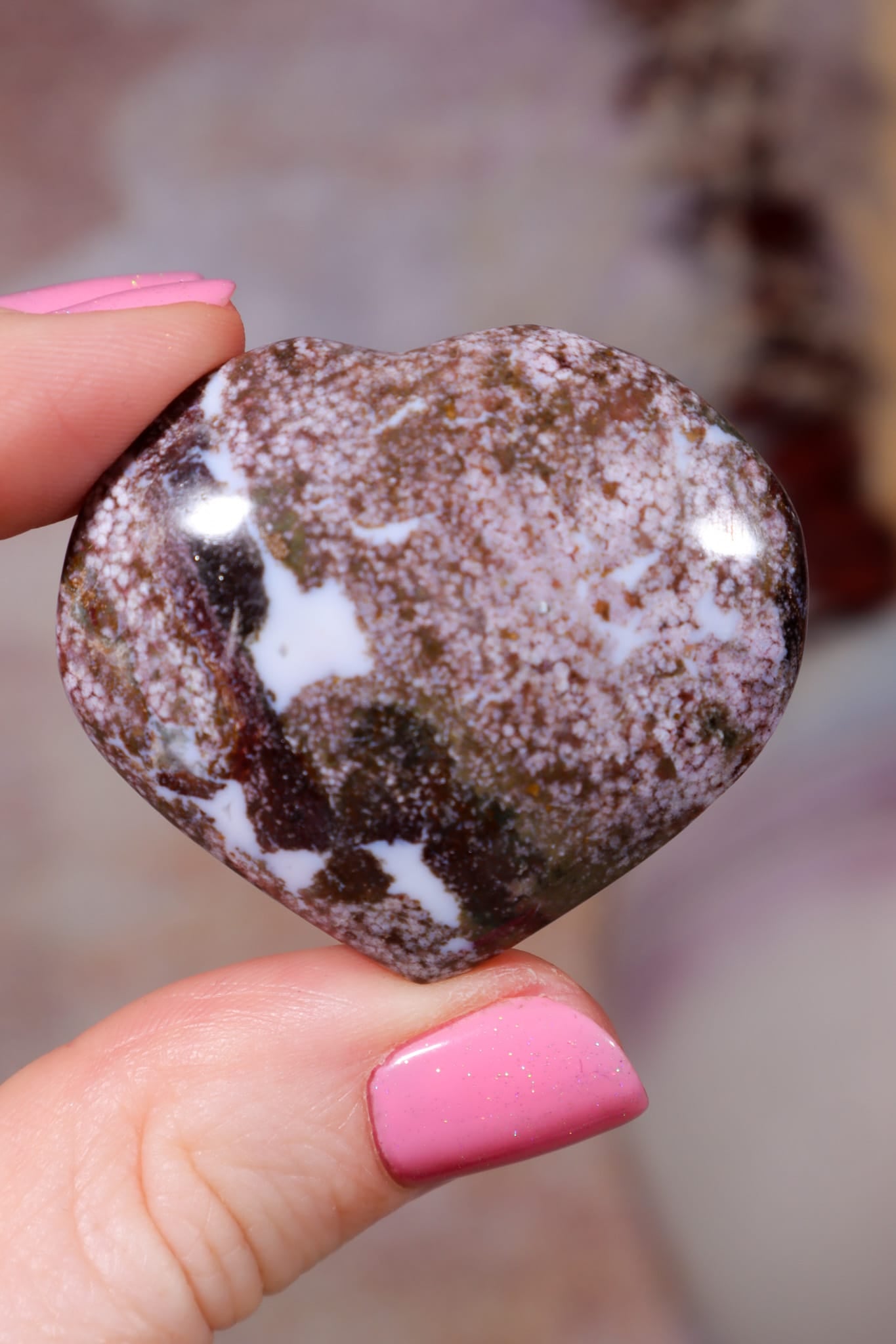 Fancy Jasper Hearts | 37mm | Madagascar Hearts Tali & Loz Crystals