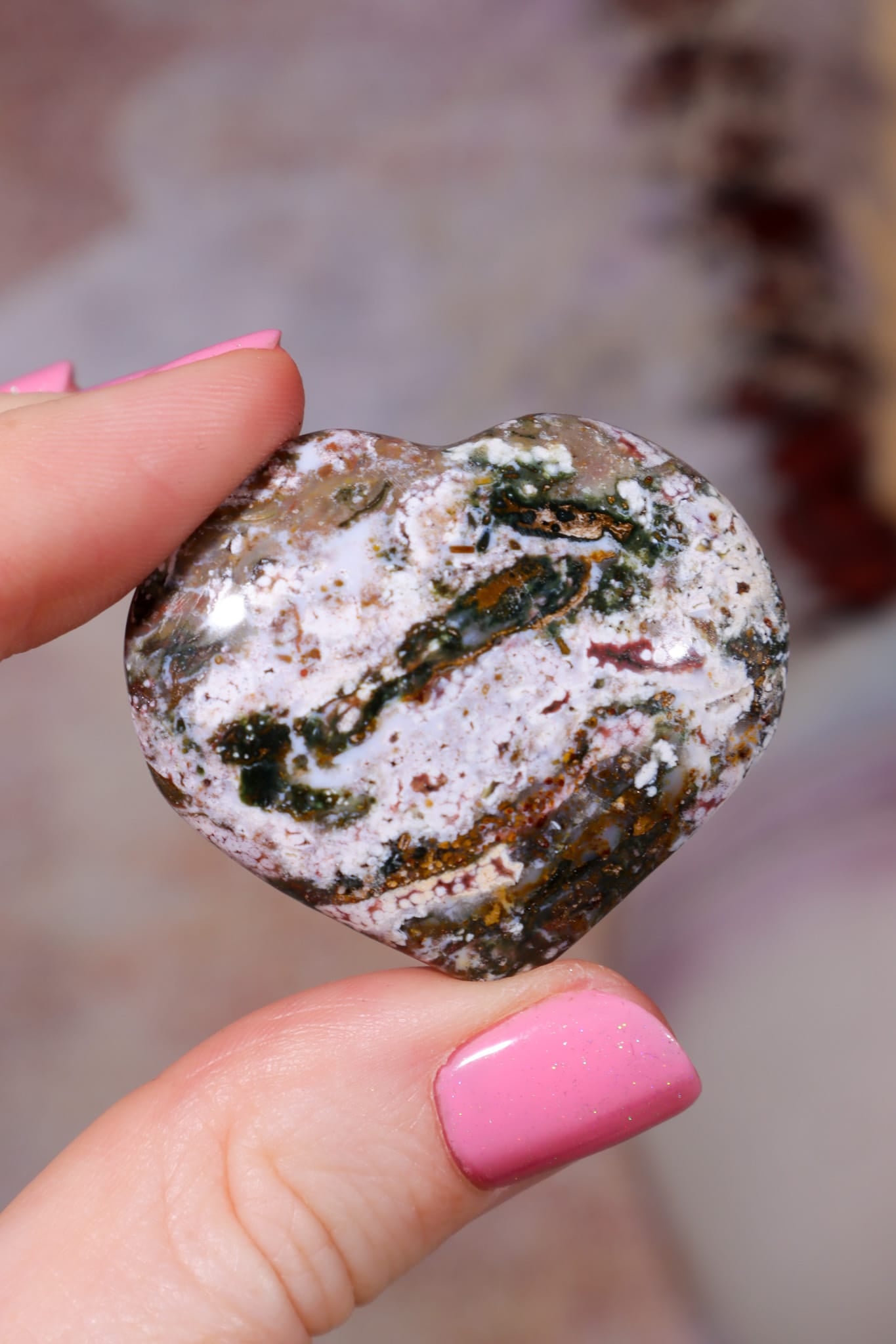 Fancy Jasper Hearts | 37mm | Madagascar Hearts Tali & Loz Crystals