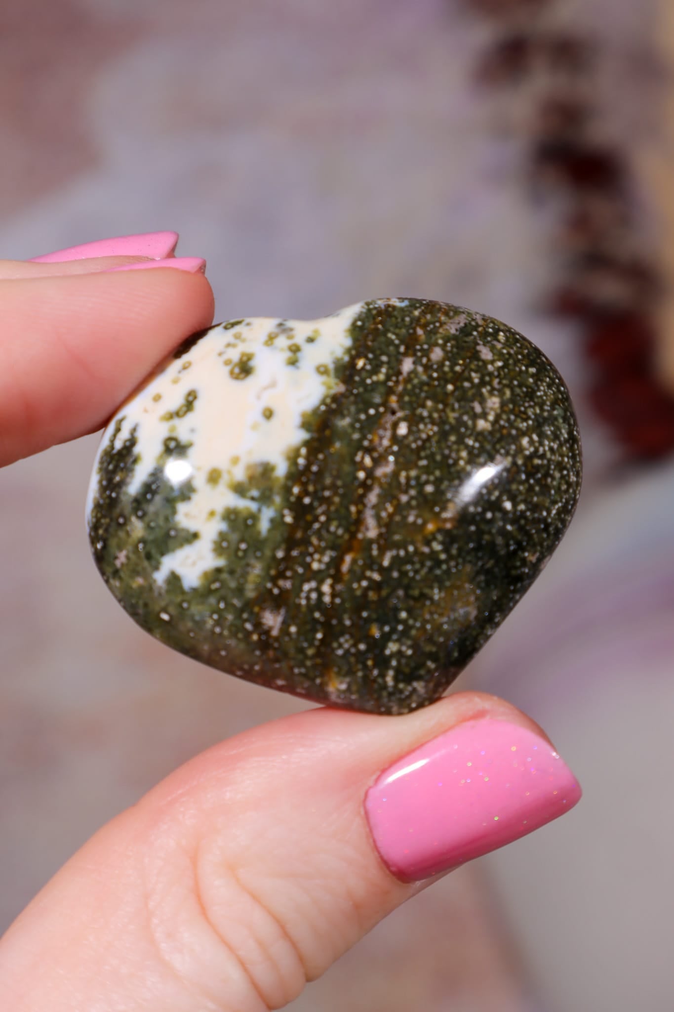 Fancy Jasper Hearts | 37mm | Madagascar Hearts Tali & Loz Crystals