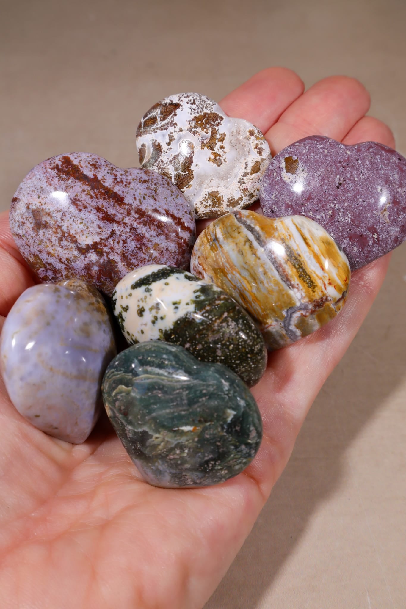 Fancy Jasper Hearts | 37mm | Madagascar Hearts Tali & Loz Crystals