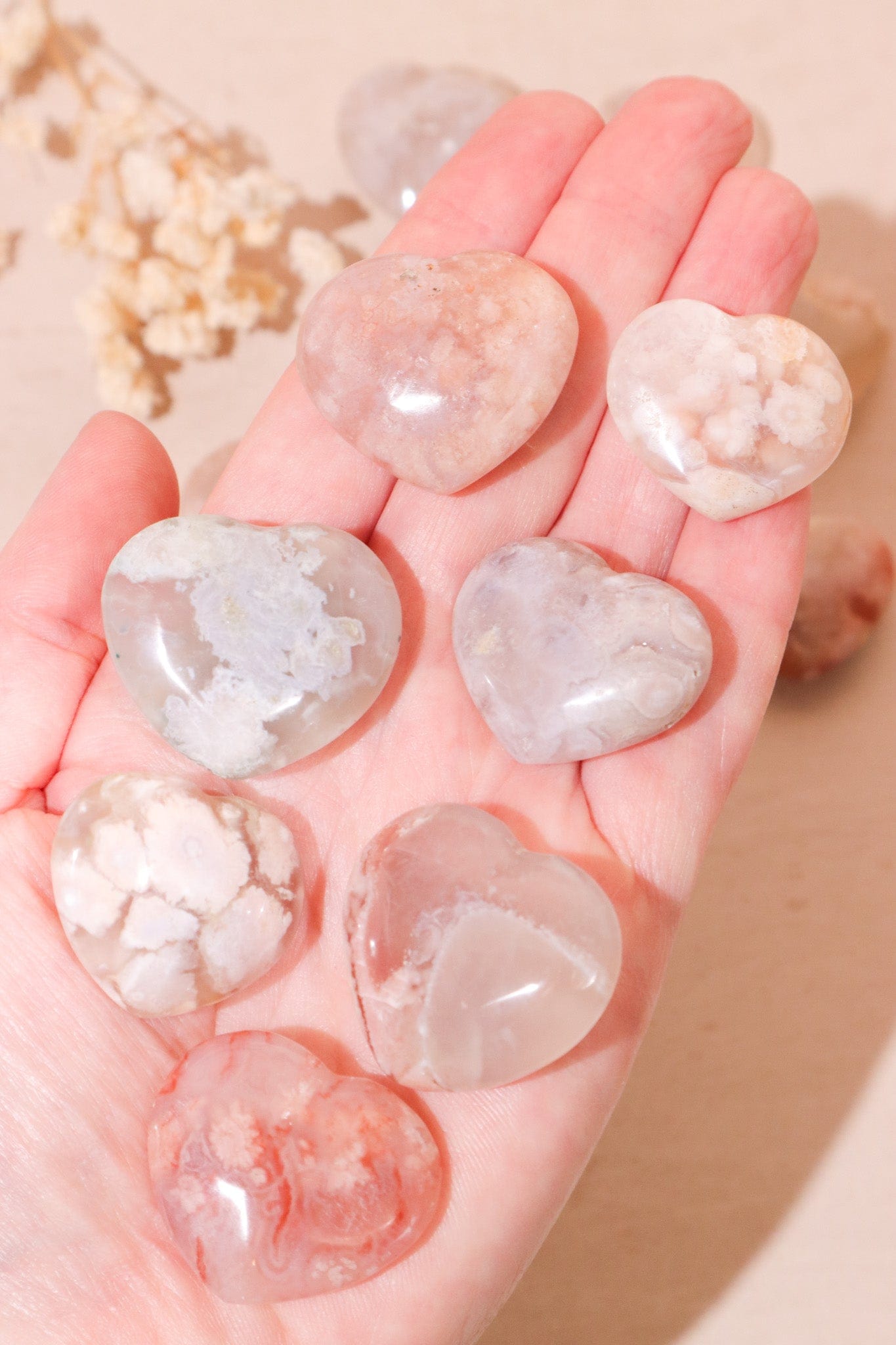 Flower Agate Hearts 2.5x3cm - Tali & Loz Crystals