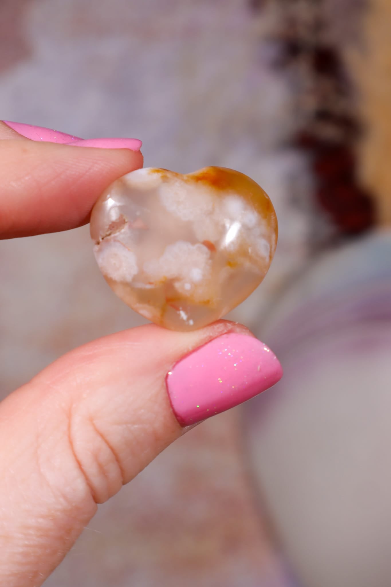 Flower Agate Hearts | 2.5x3cm | Madagascar Hearts Tali & Loz Crystals
